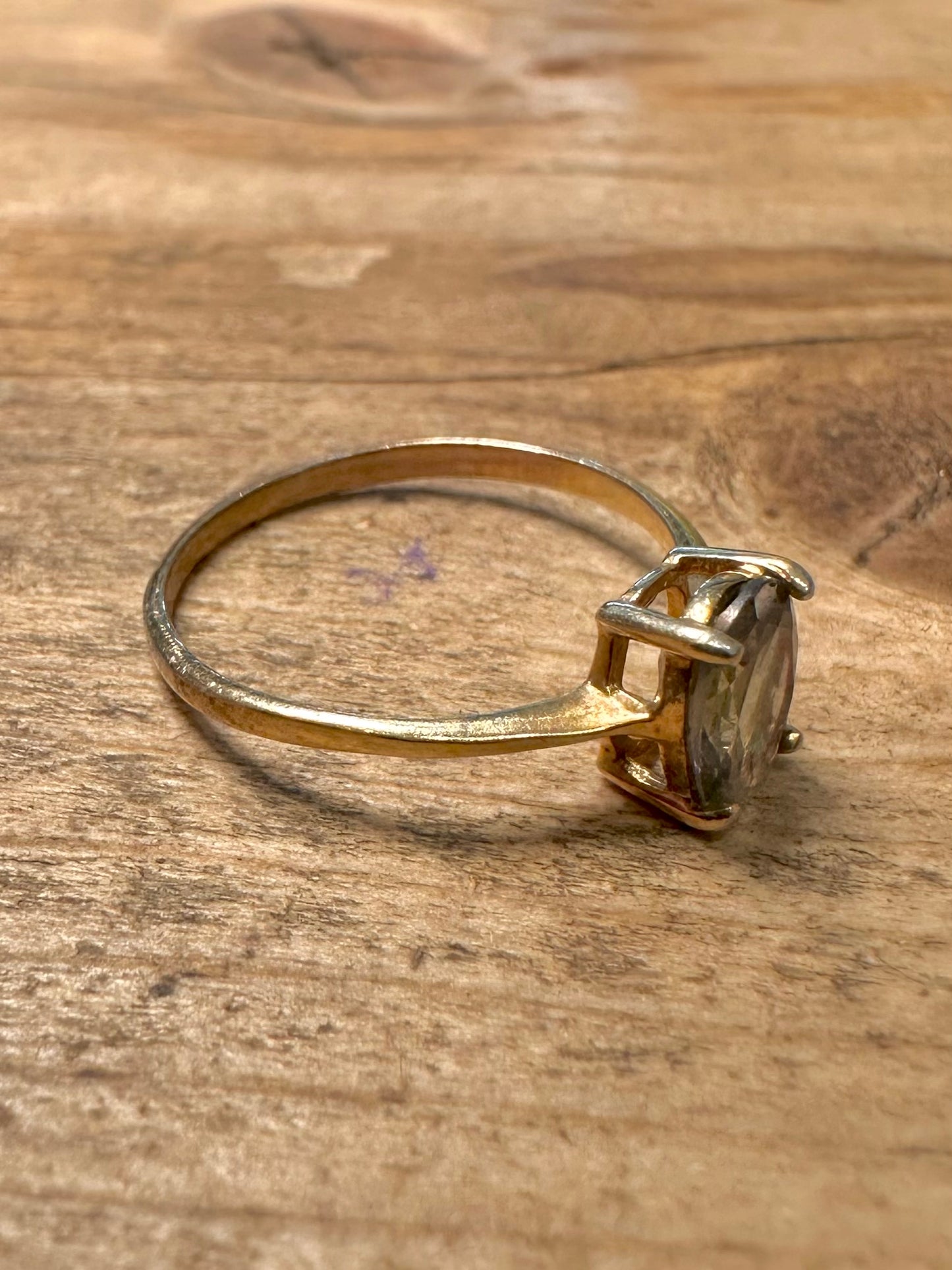 Vintage Mystic Topaz Gold on 925 Silver Size P1/2 Ring