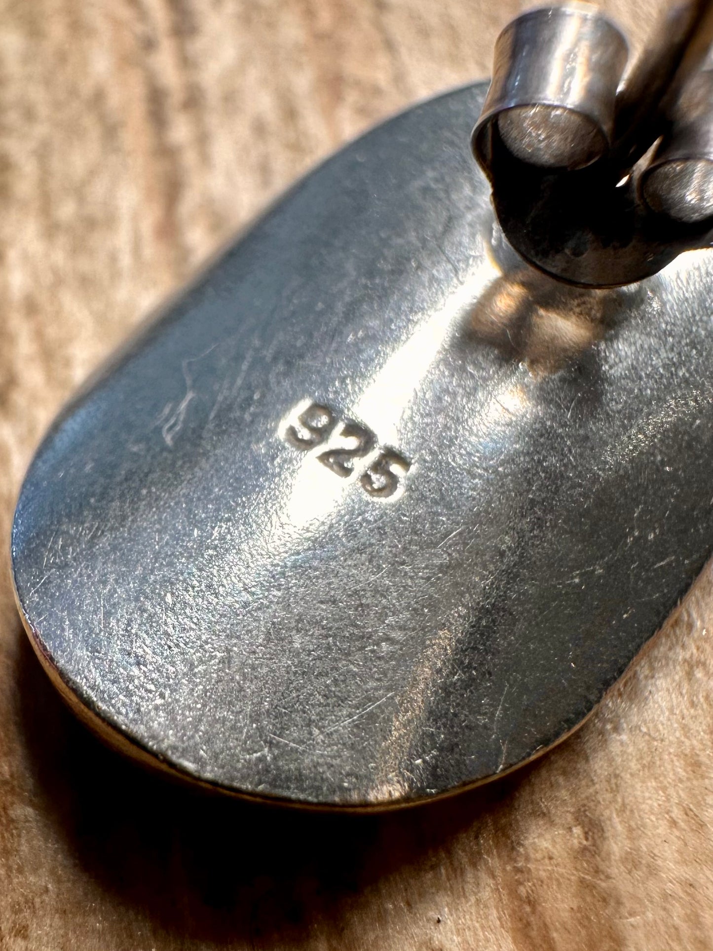 Modernist Oval Curved 925 Sterling Silver Earrings