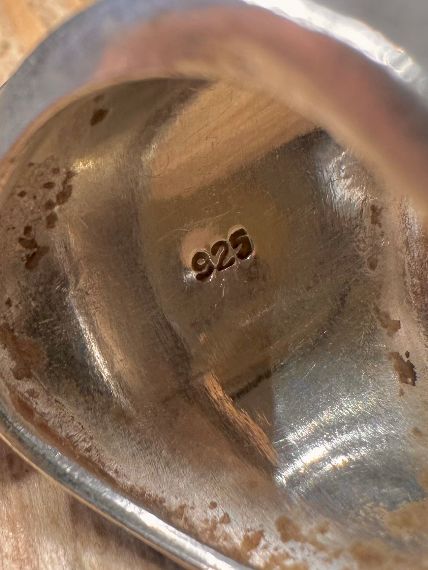 Abstract Chunky Amber 925 Sterling Silver Size R Ring