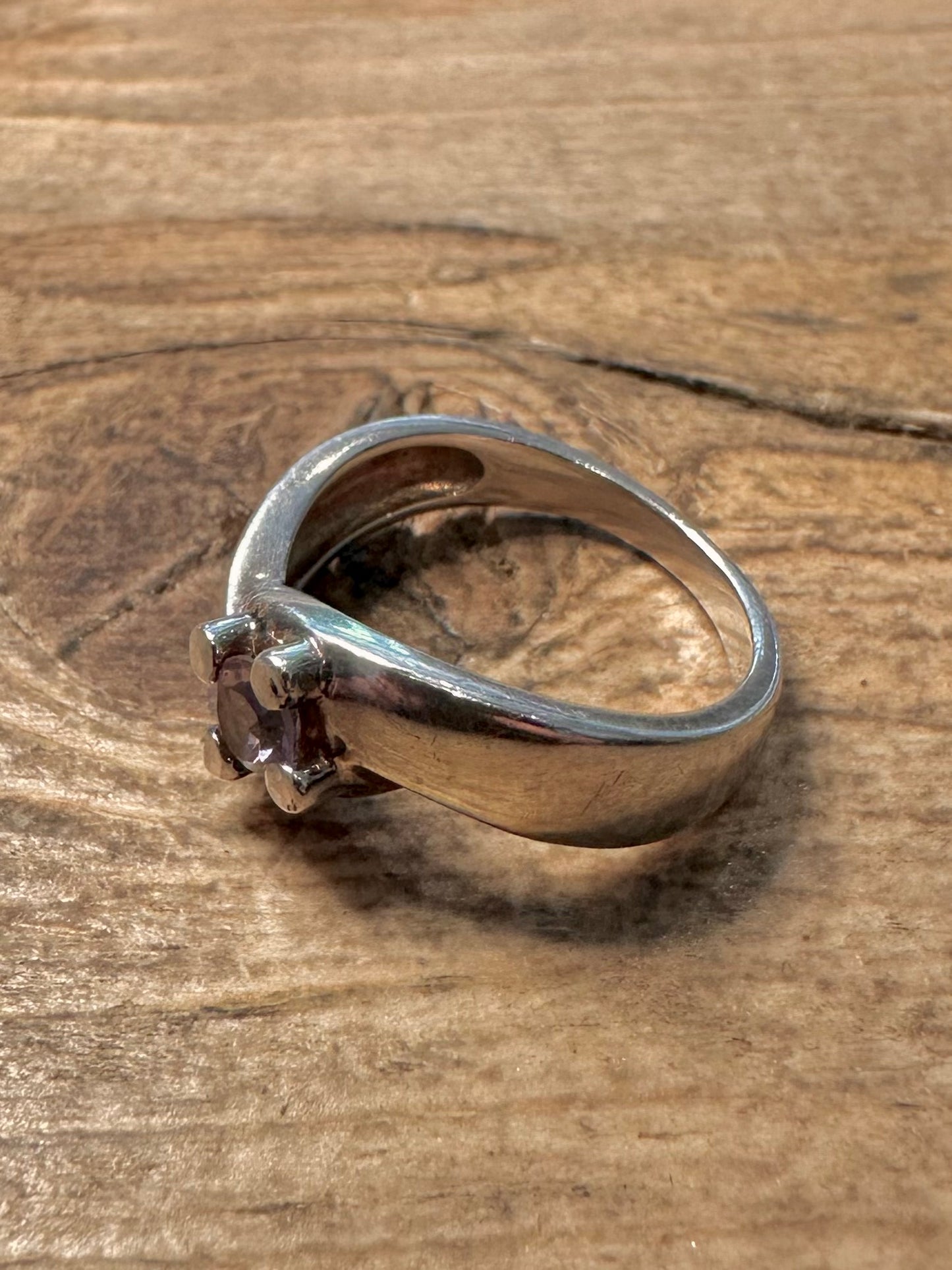 Abstract Amethyst Wave 925 Silver Size K Ring