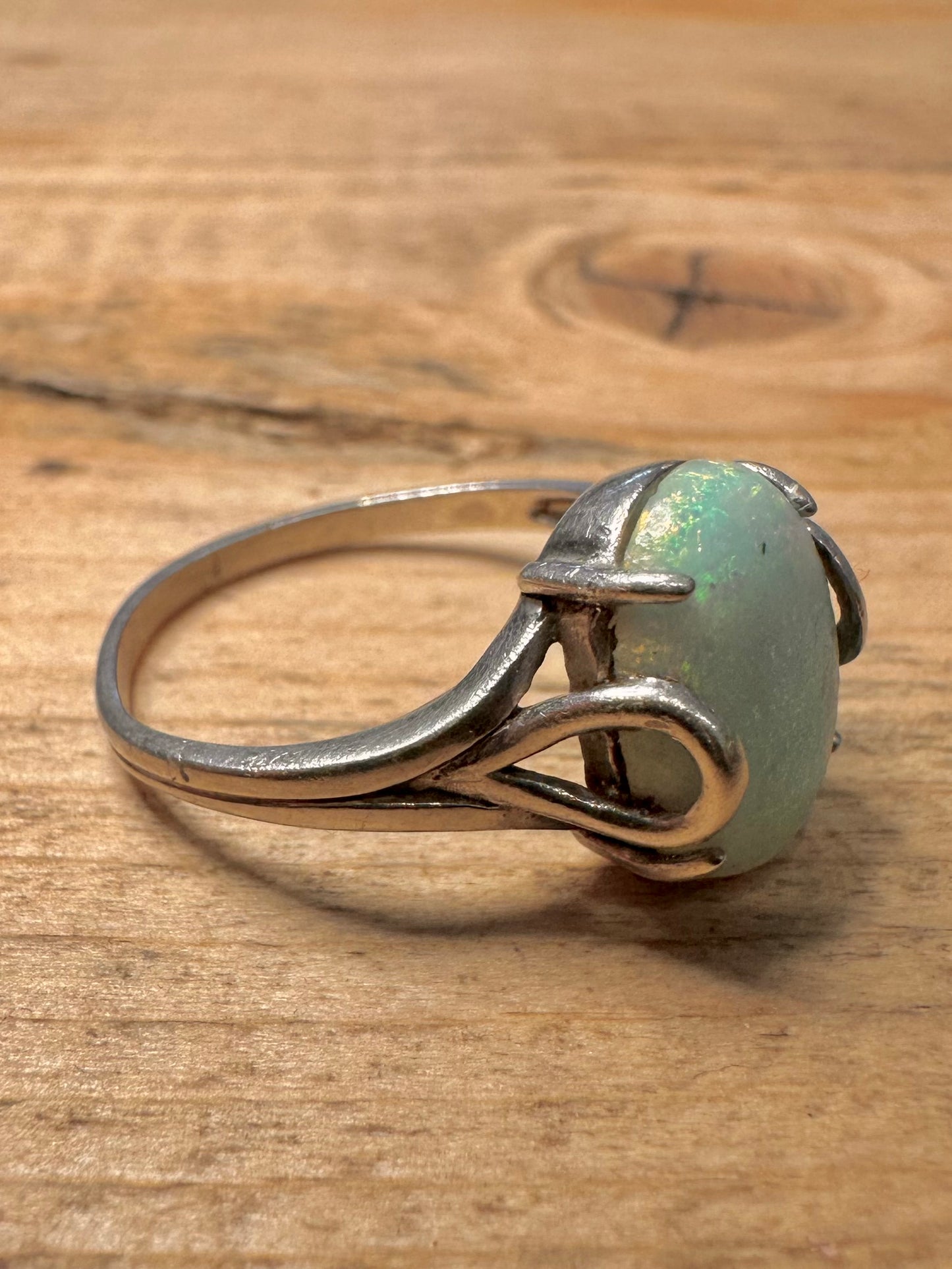 Vintage Opal 925 Silver Size U Ring