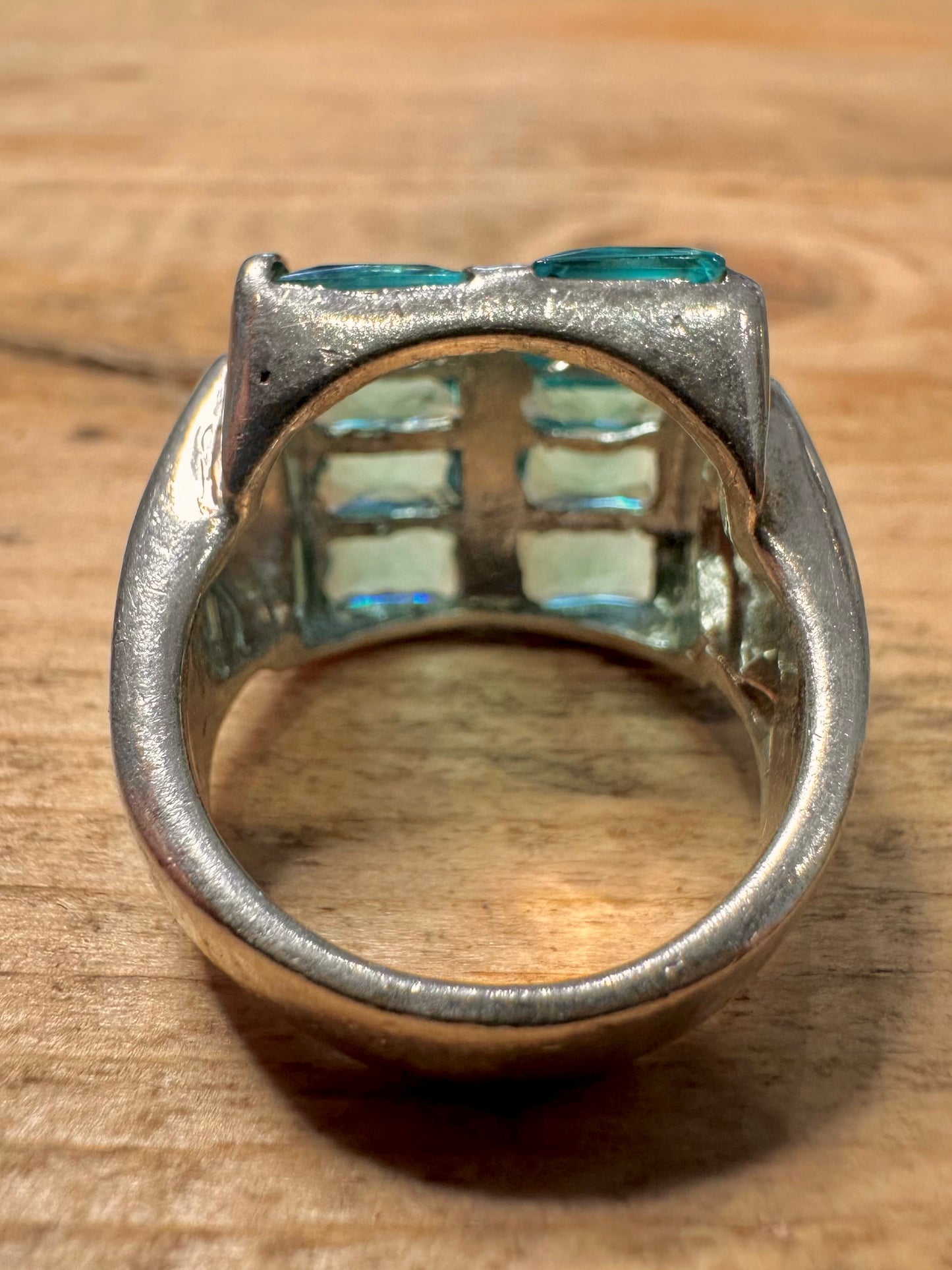 Modernist Blue Topaz 925 Silver Size O Ring