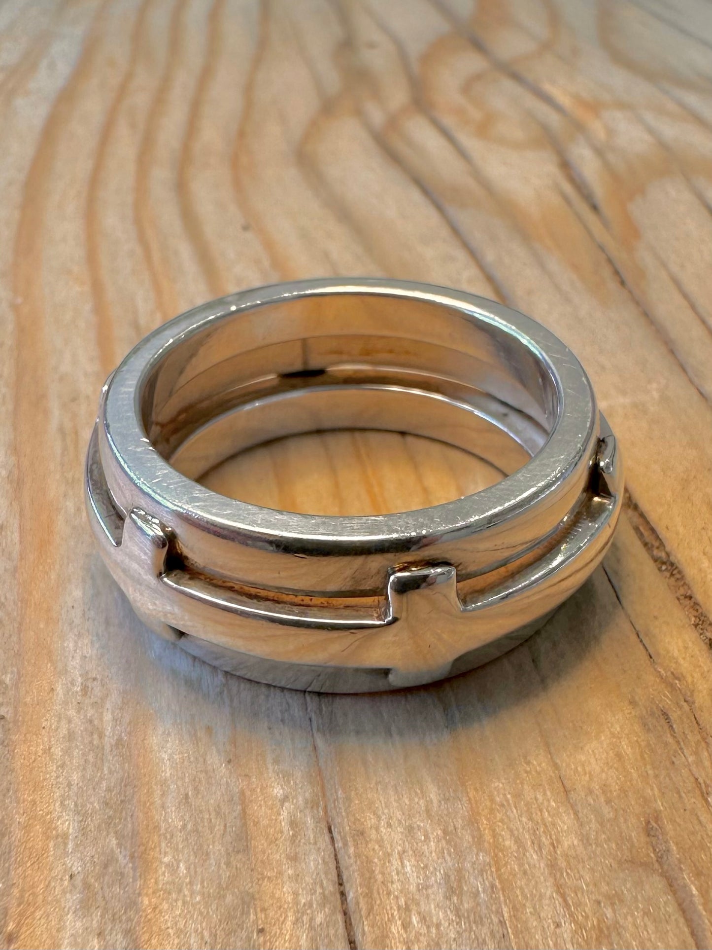 Abstract Band 925 Silver Size X1/2 Ring