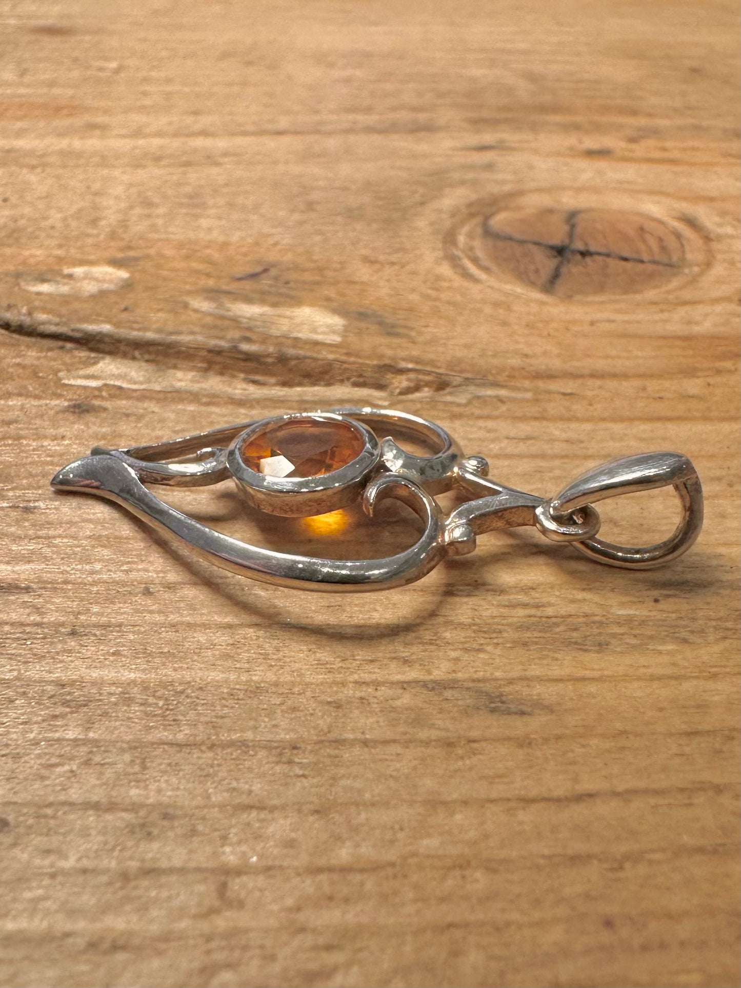 Vintage Citrine 925 Silver Pendant