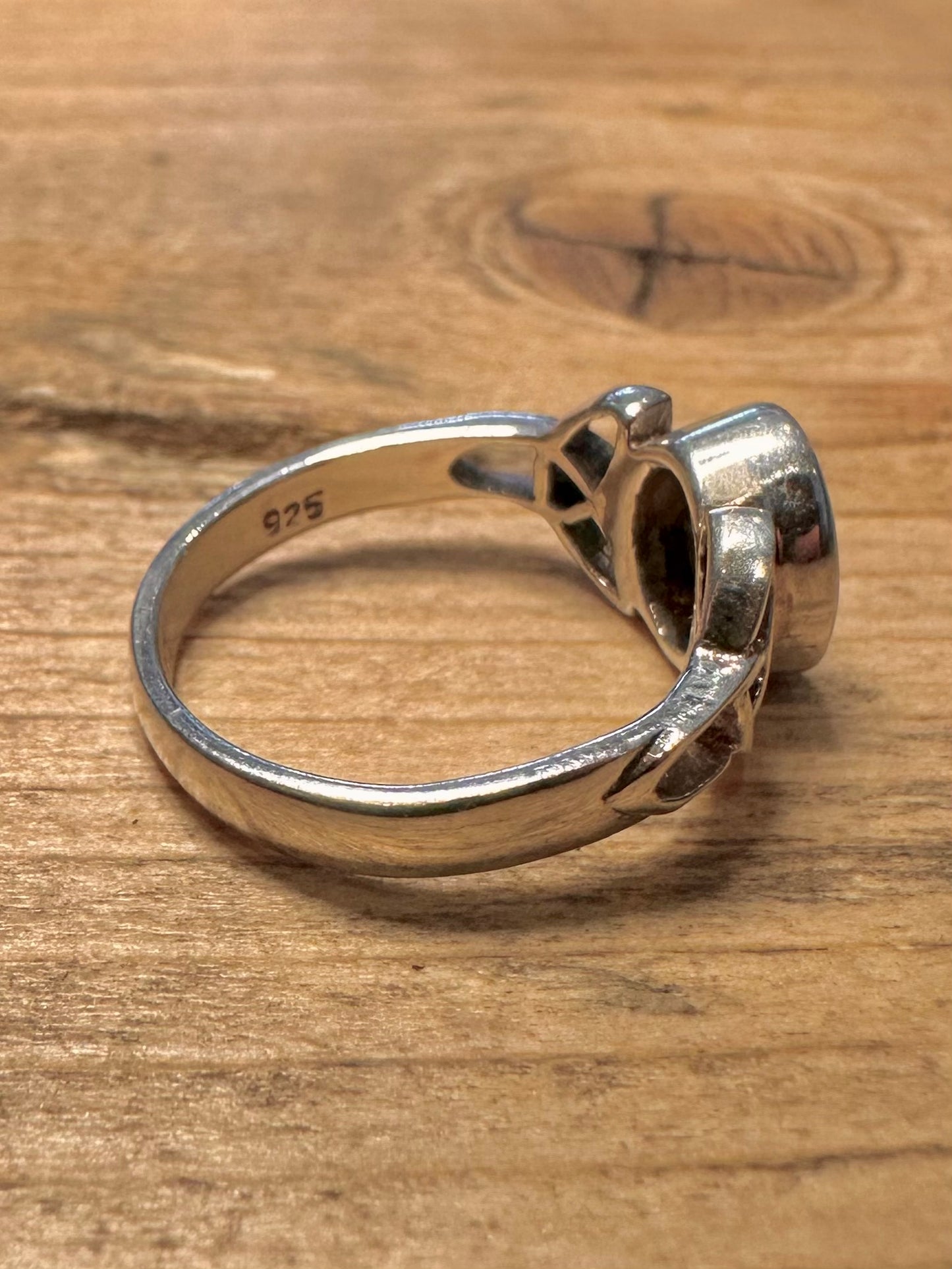 Vintage Citrine Celtic 925 Silver Size L Ring