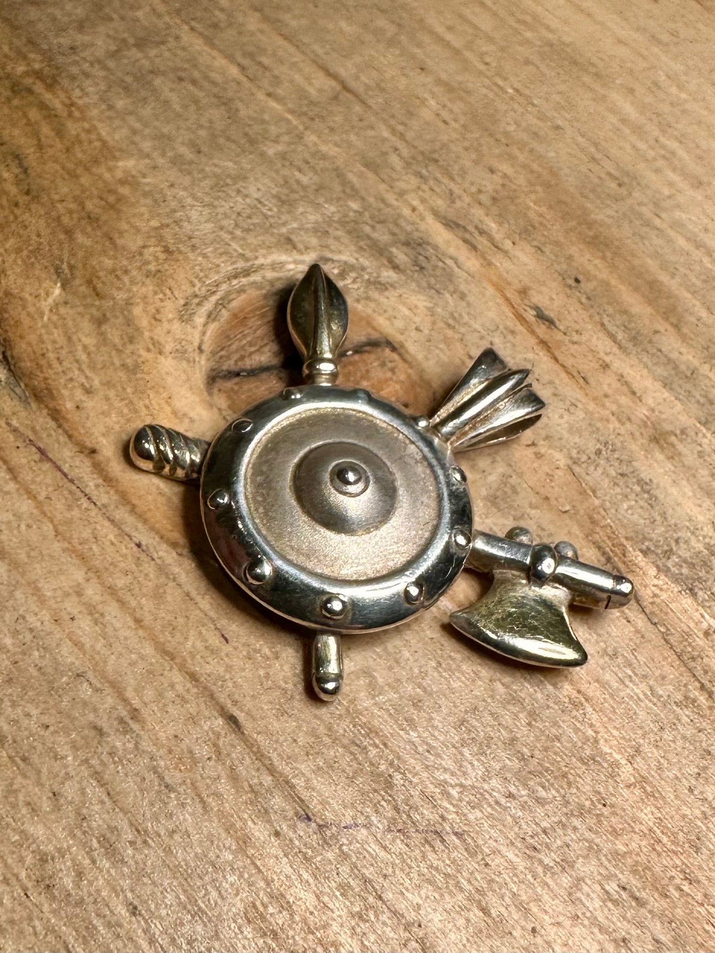 Vintage Pike and Axe Gold on 925 Silver Pendant