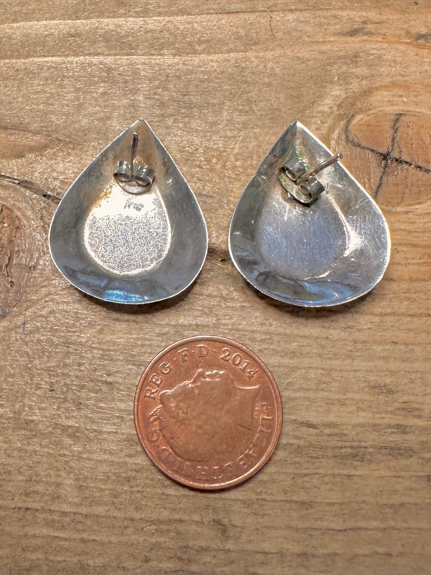 Vintage Black Teardrop Studs 925 Silver Earrings