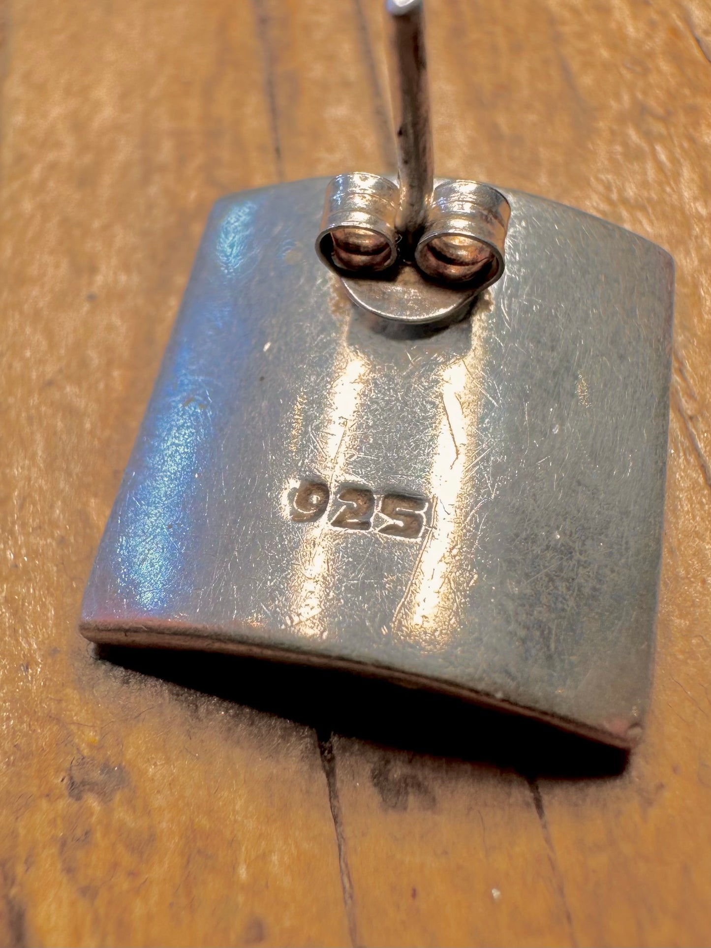 Modernist Concave Square Studs 925 Sterling Silver Earrings