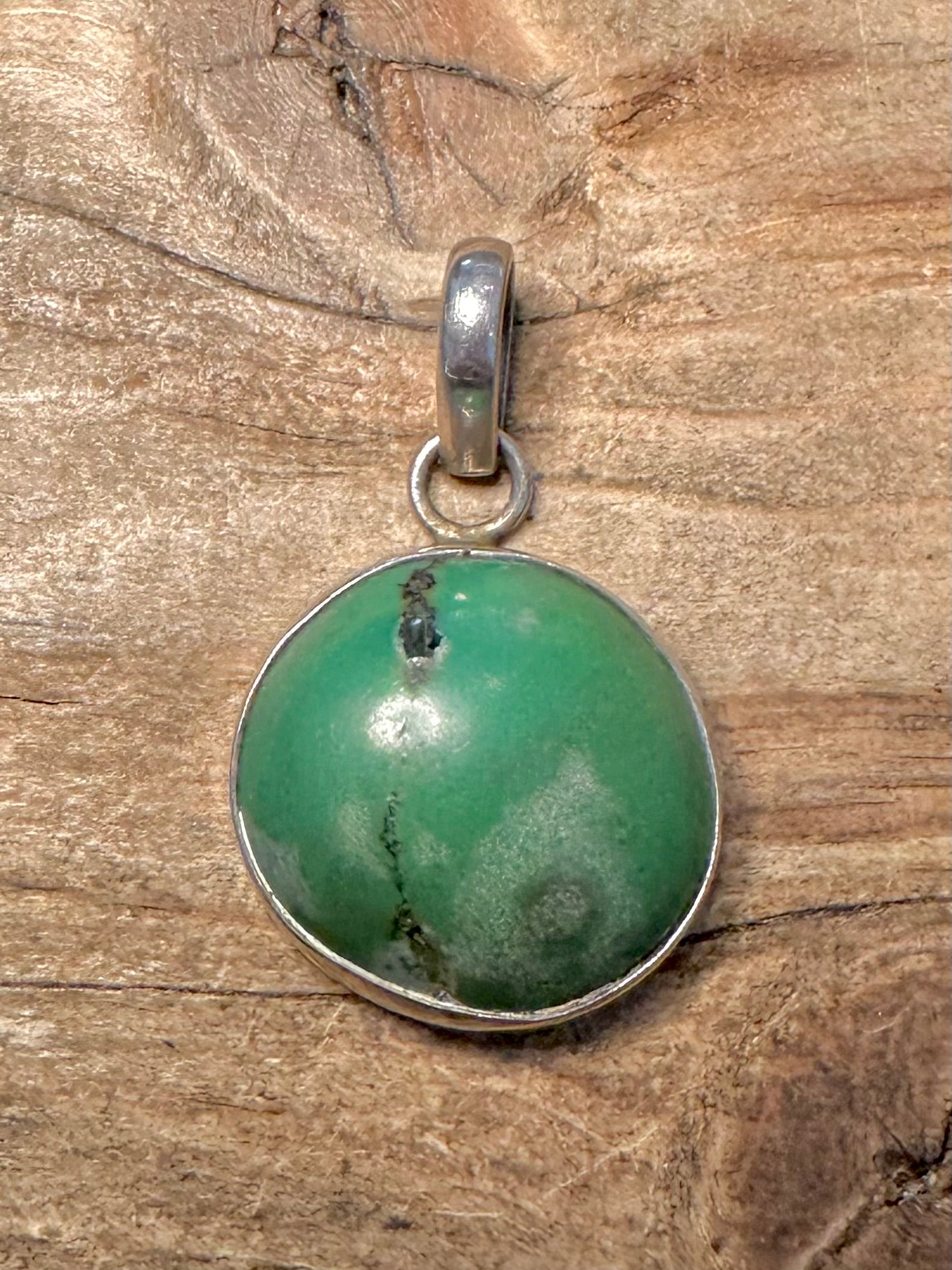 Vintage Raw Turquoise 925 Silver Pendant