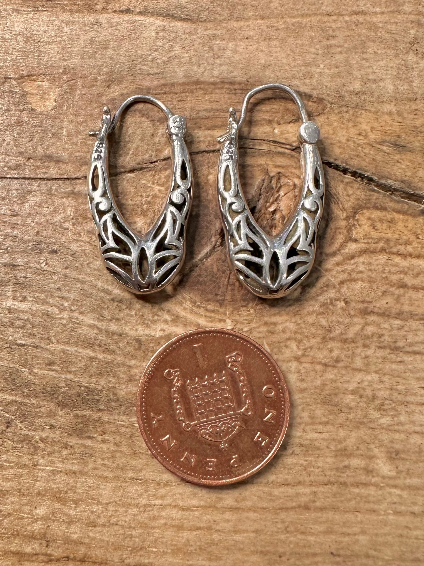 Vintage Chunky Filigree 925 Silver Earrings