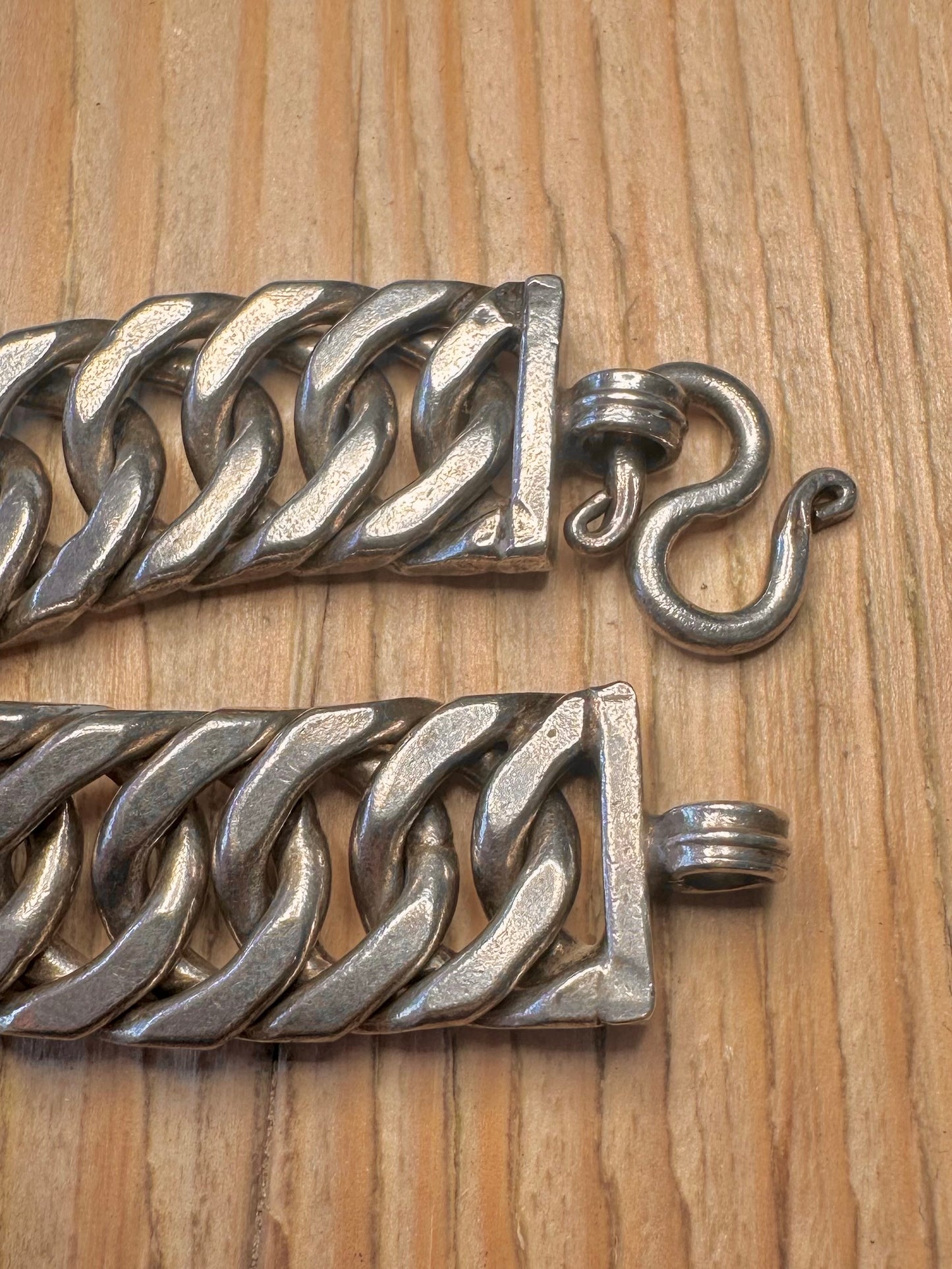 Vintage Chunky Unique Heavy Link 925 Sterling Silver 8.5 inch Bracelet