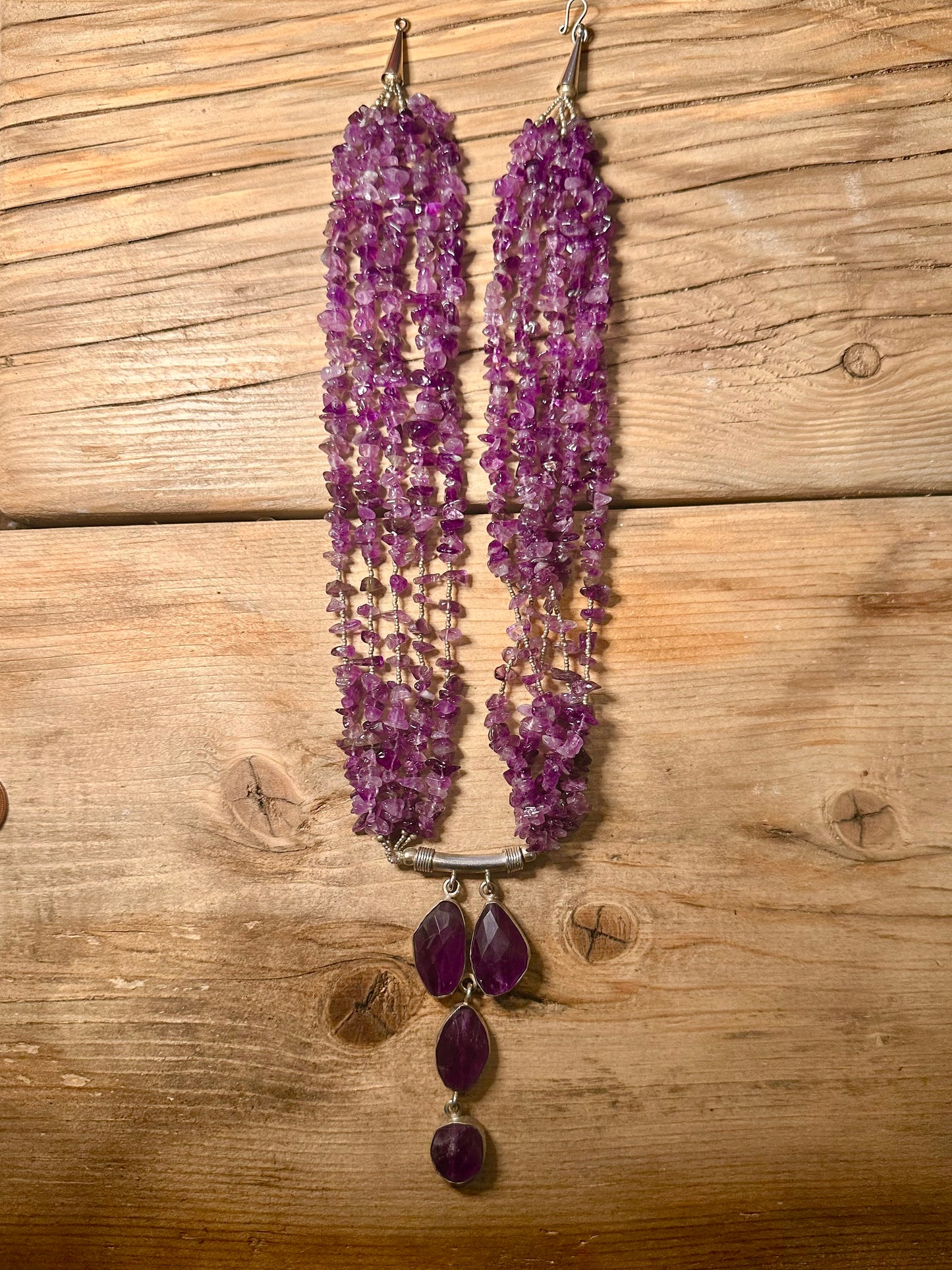 Stunning Handmade Amethyst 925 Silver 20.5 inch Necklace
