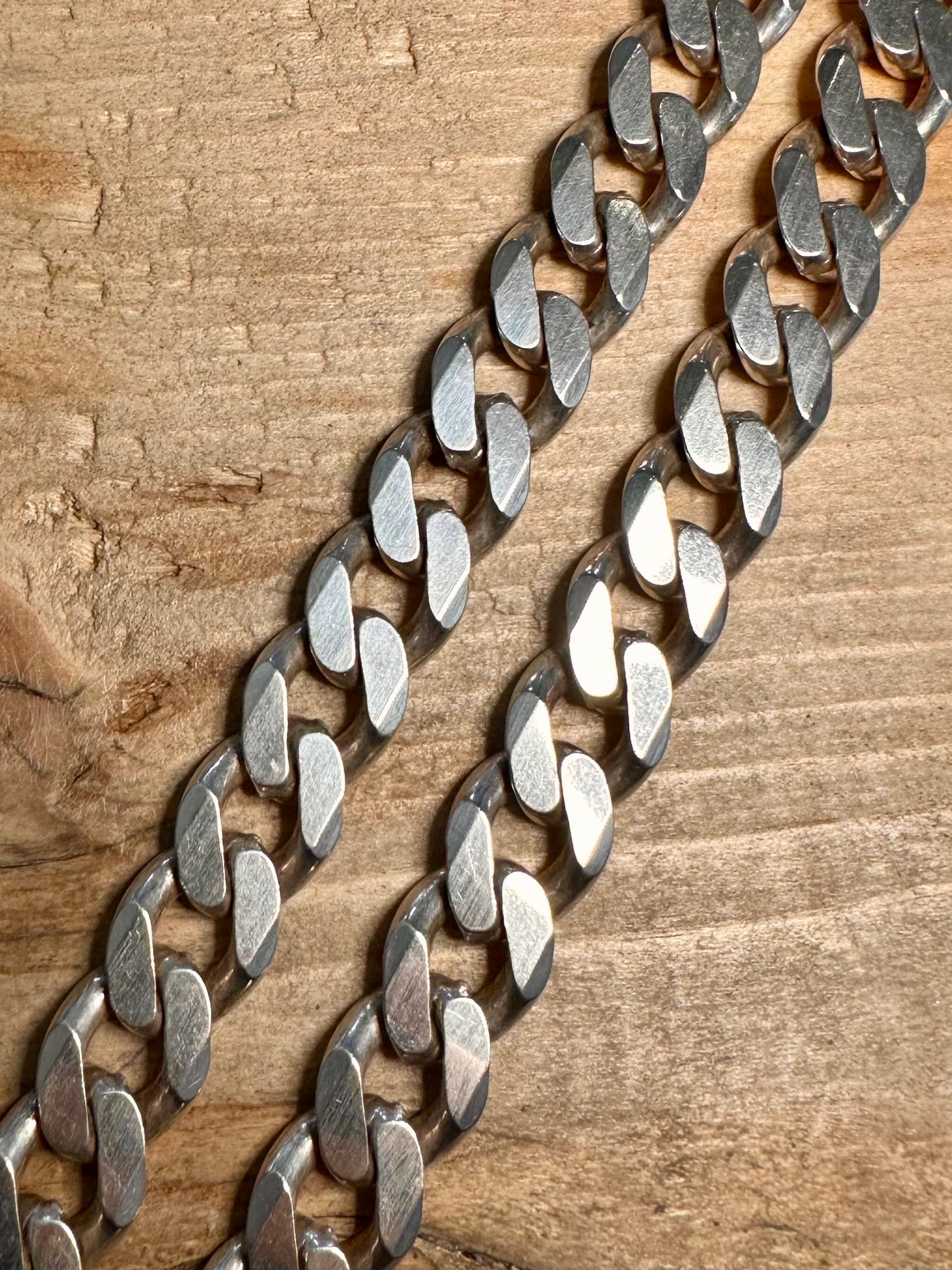 Vintage Chunky Heavy Curb Chain 925 Silver 21.5 inch Necklace