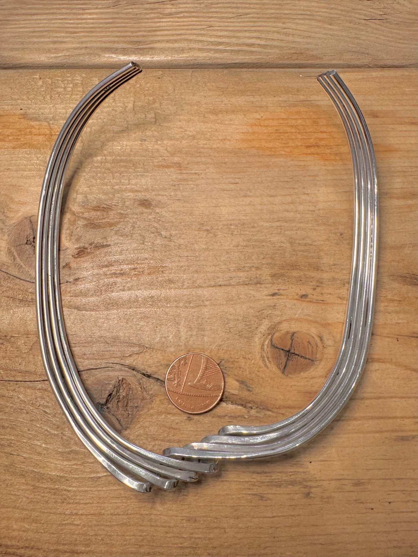 Vintage Heavy Twisted Layer Collar 925 Silver Necklace