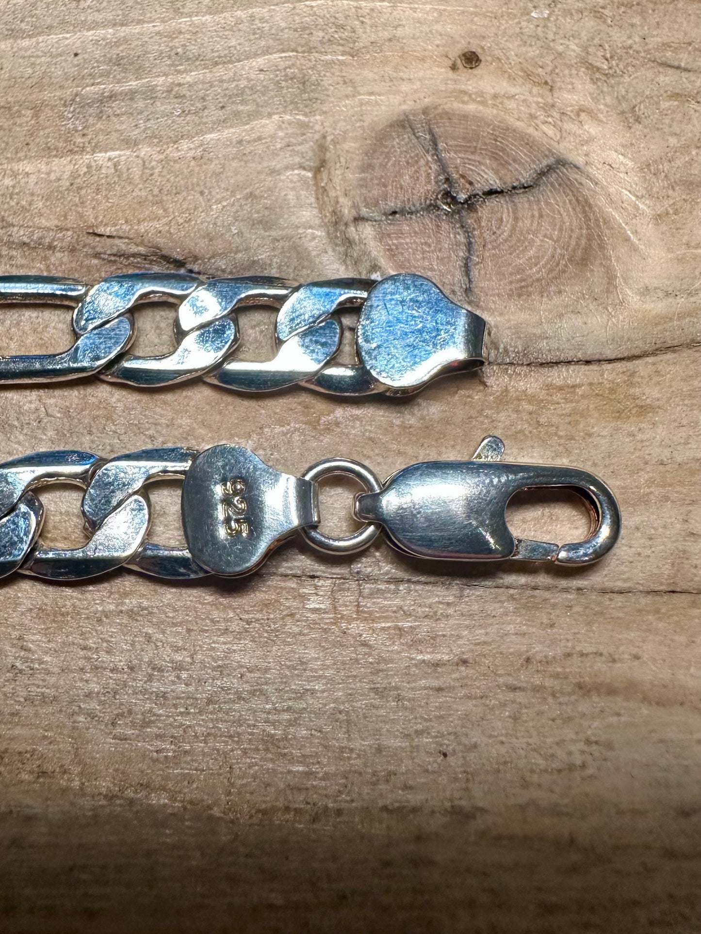 Modern Figaro Curb Chain 925 Silver 7.8 inch Bracelet