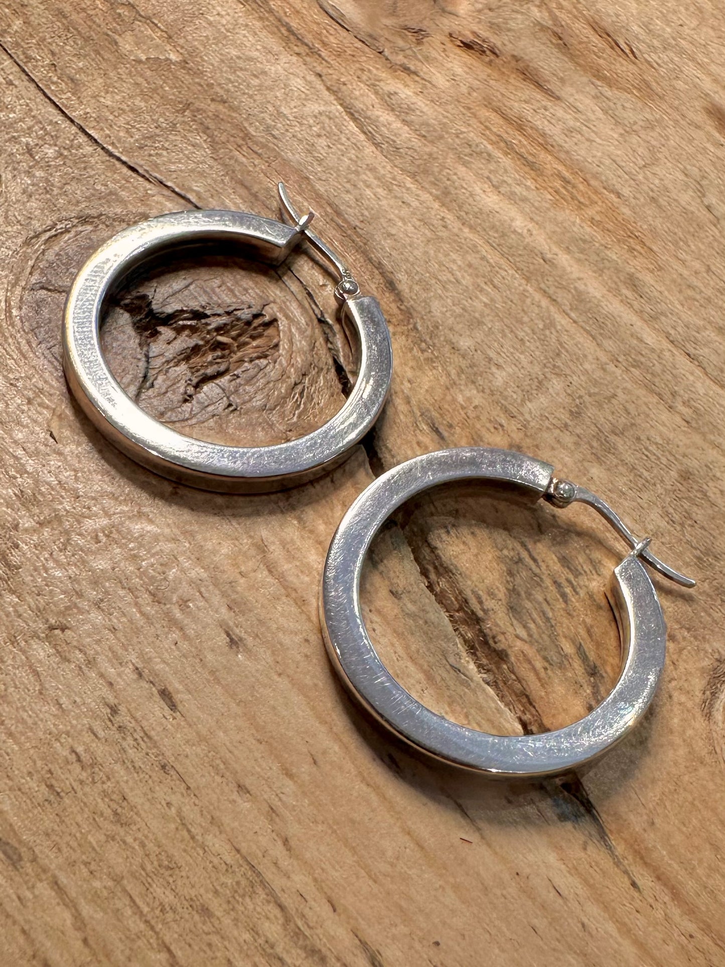 Vintage Chunky Hoops 925 Silver Earrings