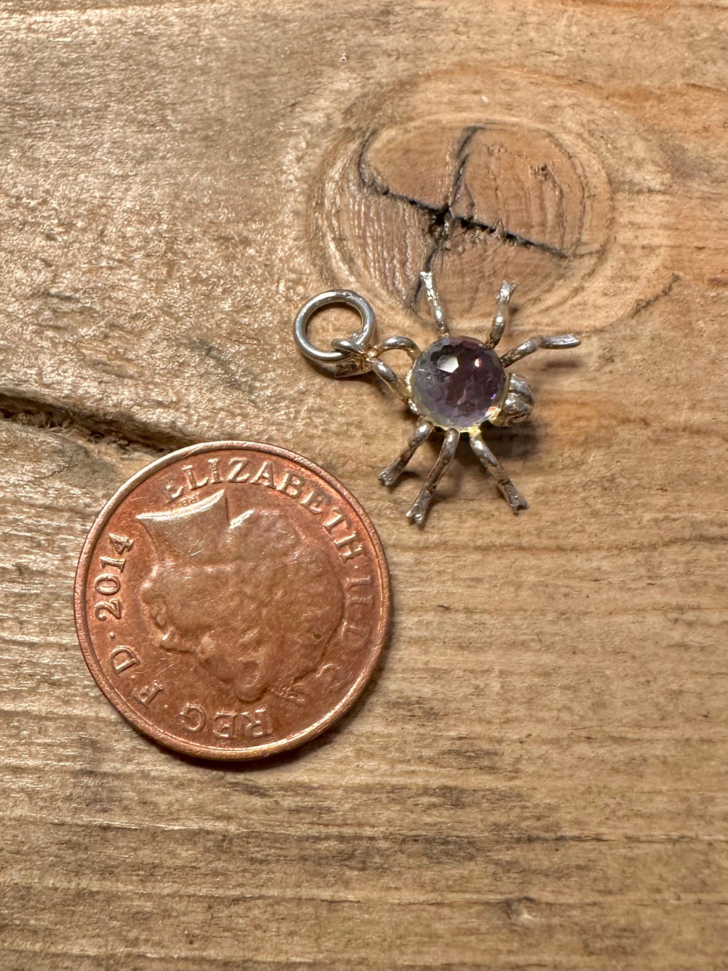 Vintage Spider Crystal Back 925 Silver Charm Pendant