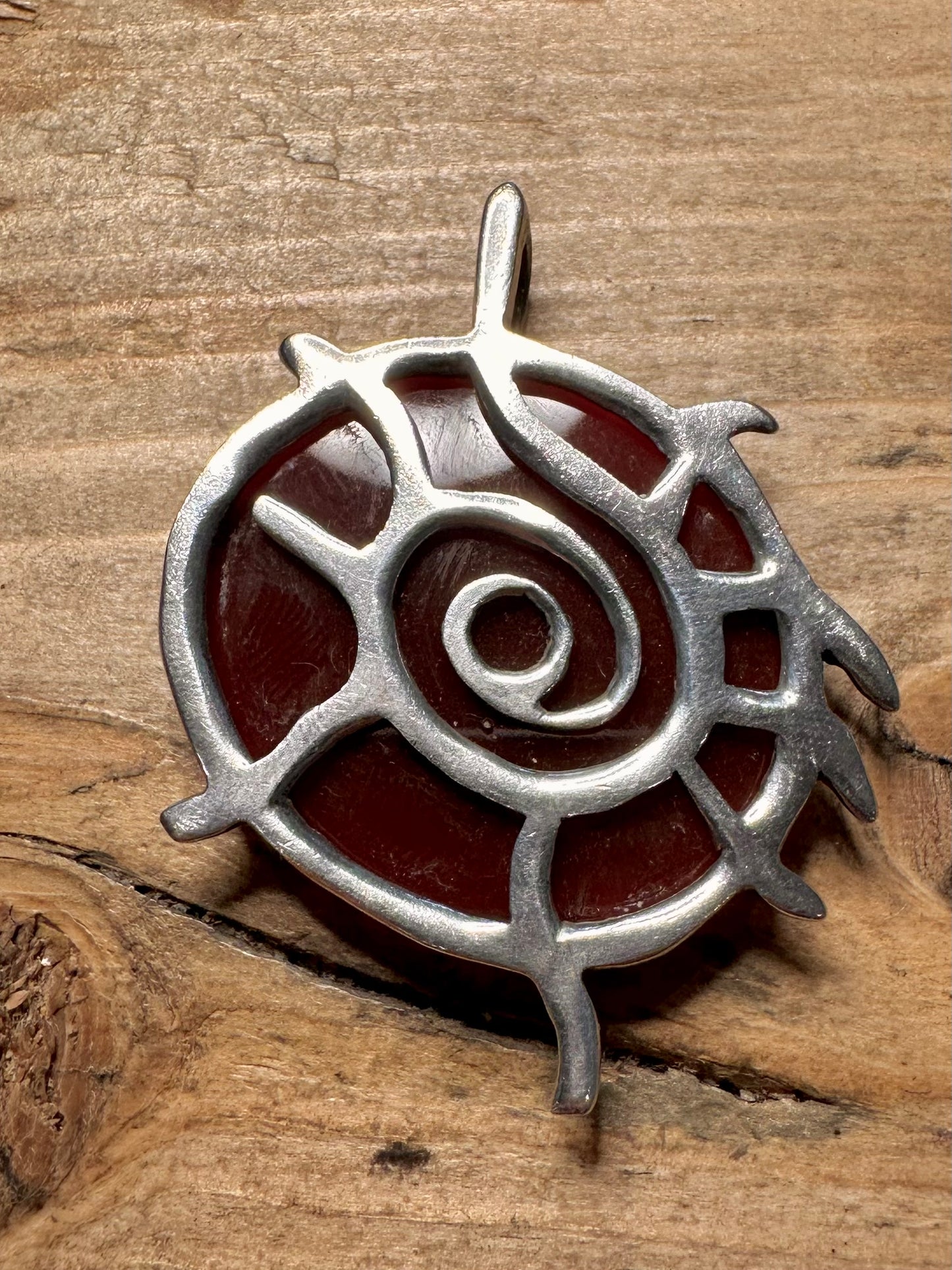 Abstract Swirl Carnelian 925 Silver Pendant