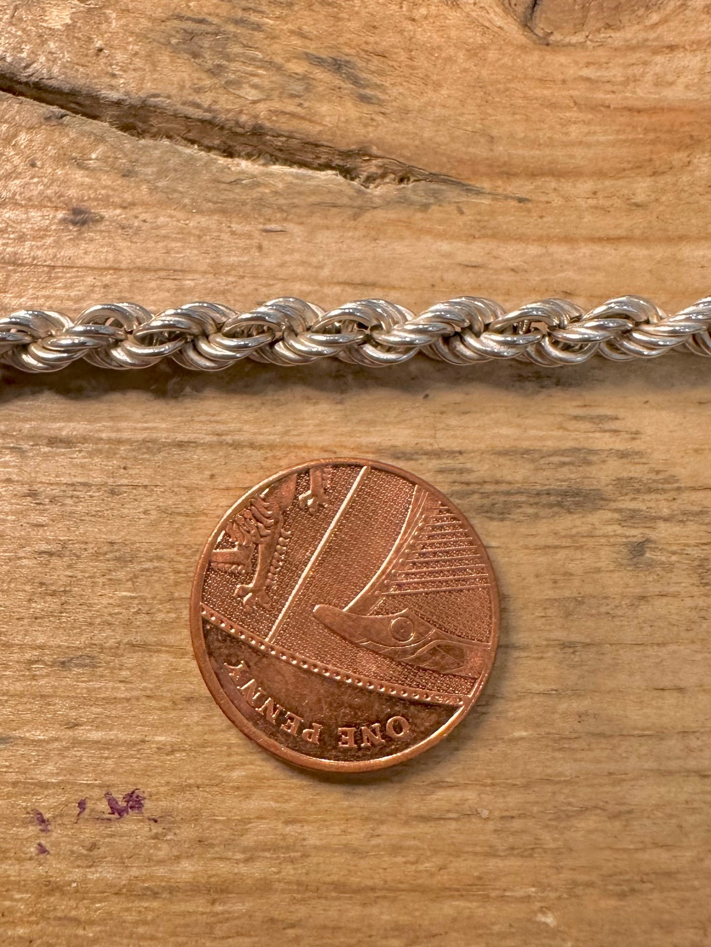 Vintage Rope Chain 925 Silver 16.3 inch Necklace