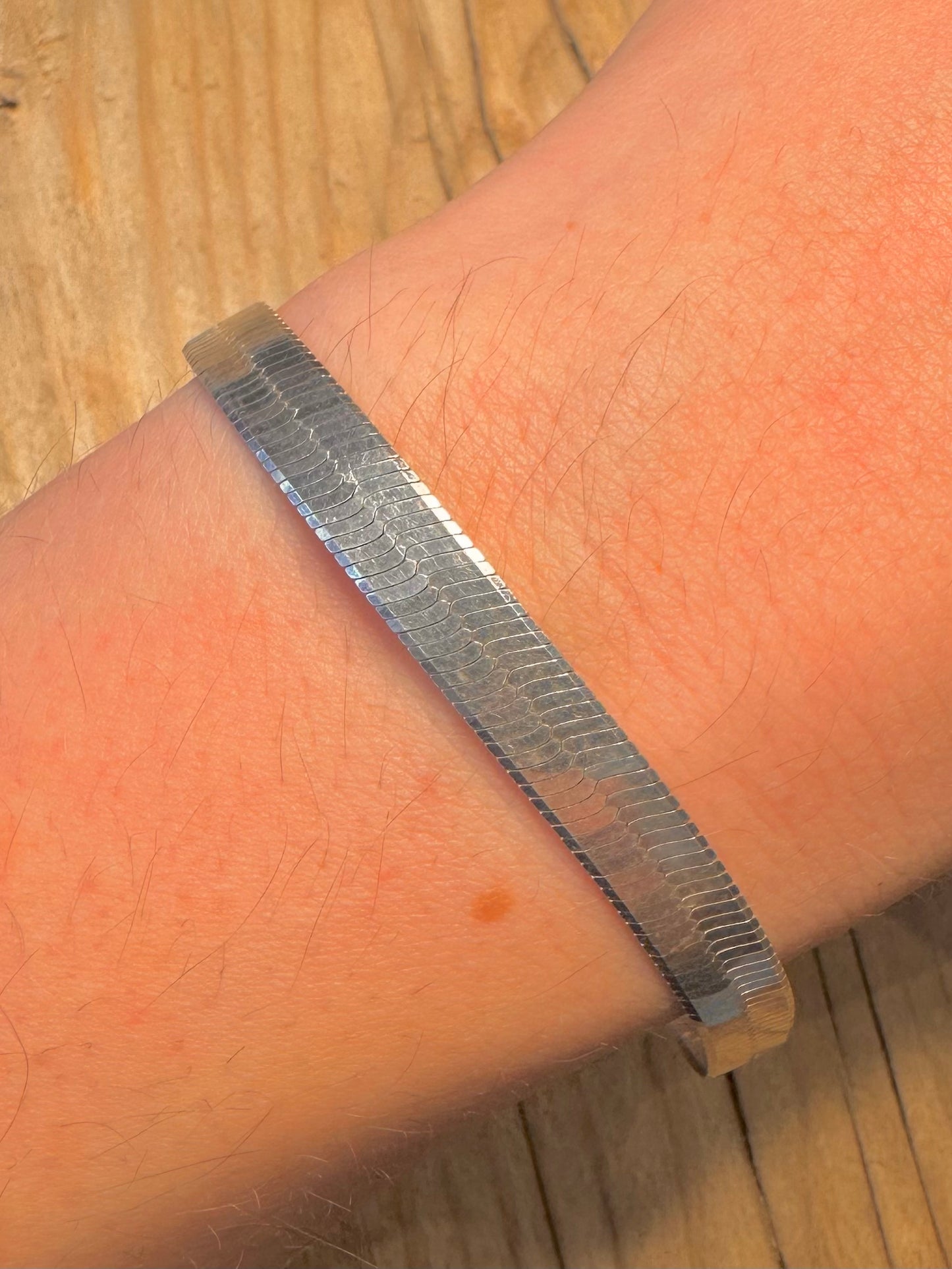 Vintage Herringbone 925 Sterling Silver 7.4 inch Bracelet