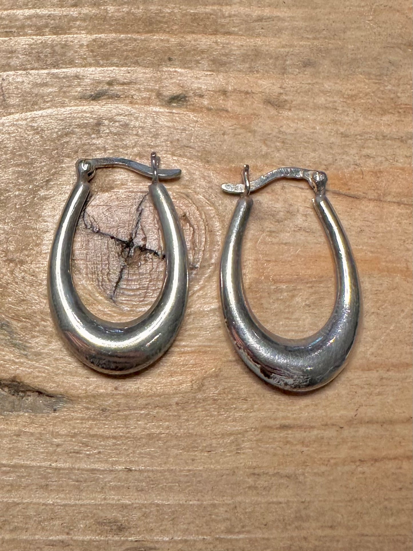 Vintage Oval Hoops 925 Silver Earrings