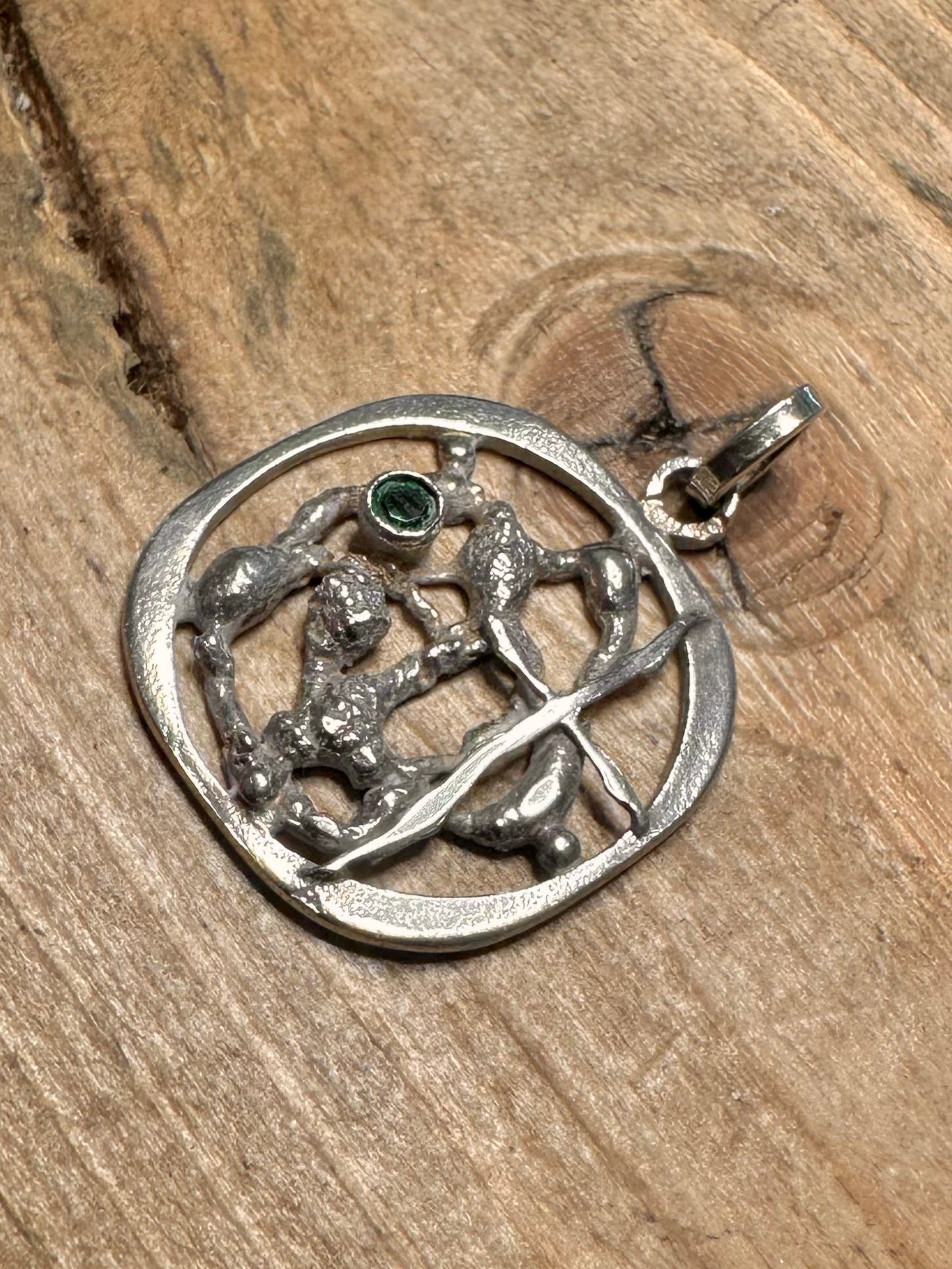 Abstract Green Stone 925 Silver Pendant