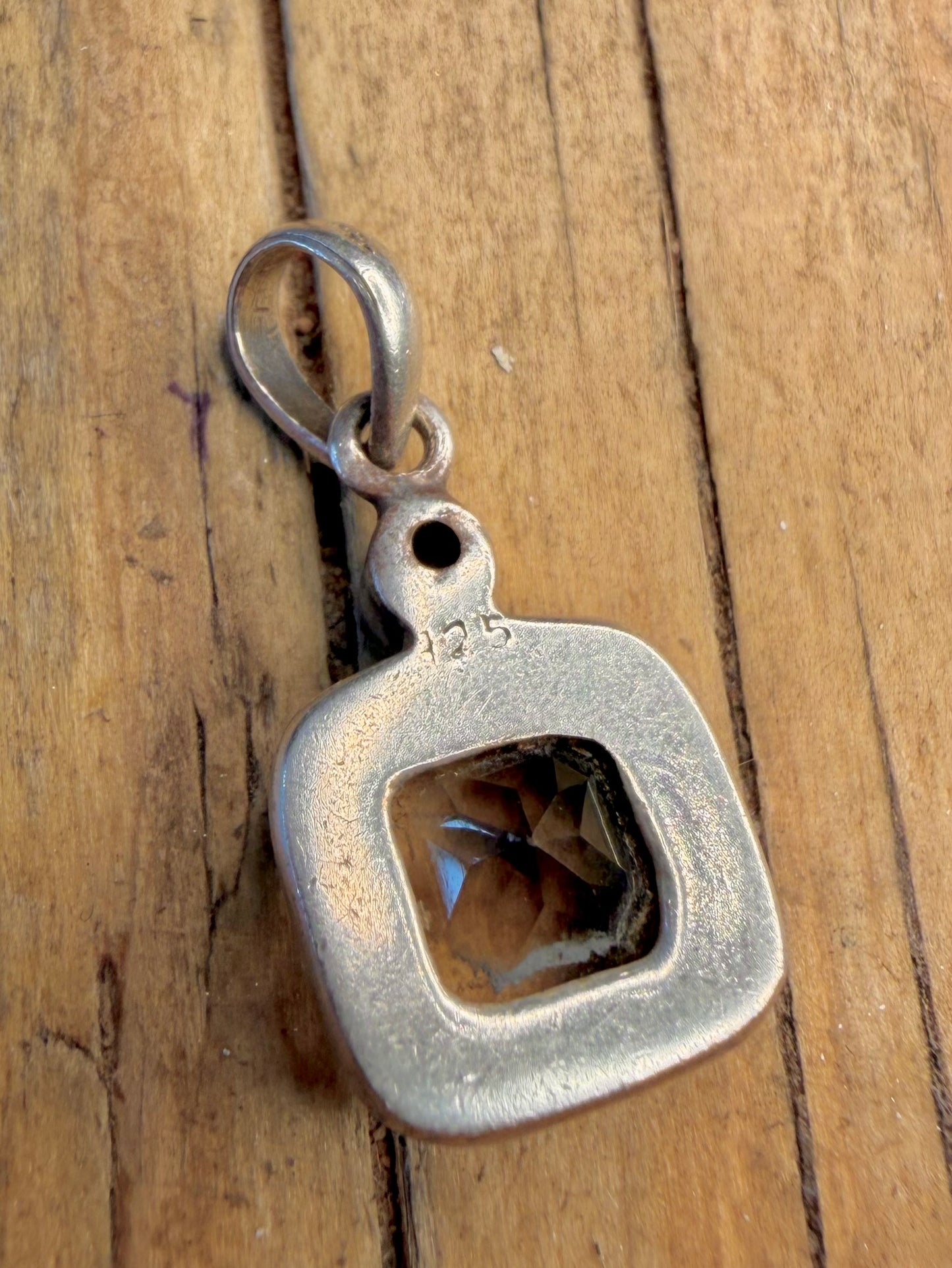Square Cut Citrine 925 Sterling Silver Pendant