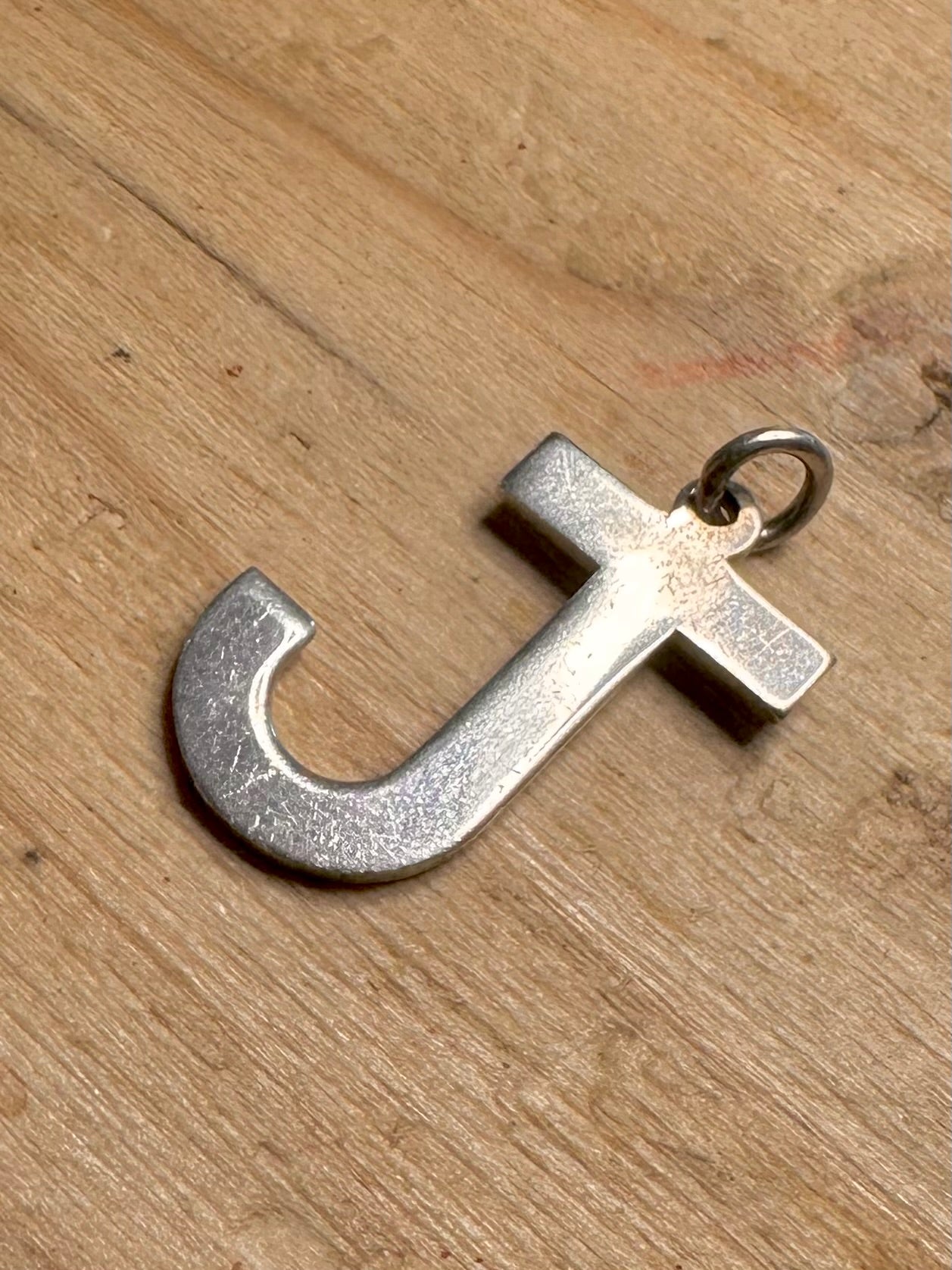 Vintage J Letter 925 Silver Pendant