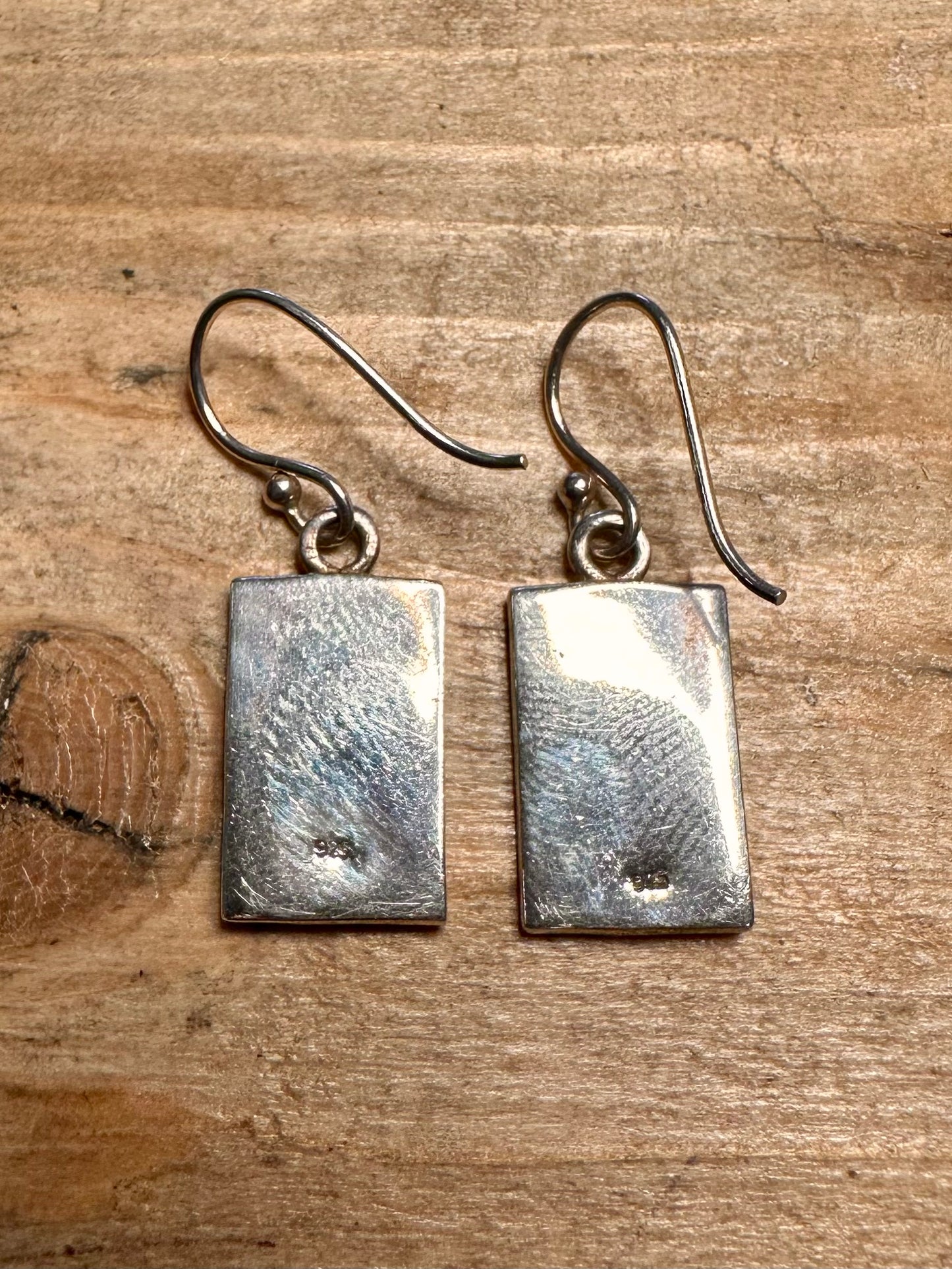 Modernist Mother of Pearl Rectangle 925 Silver Earrings