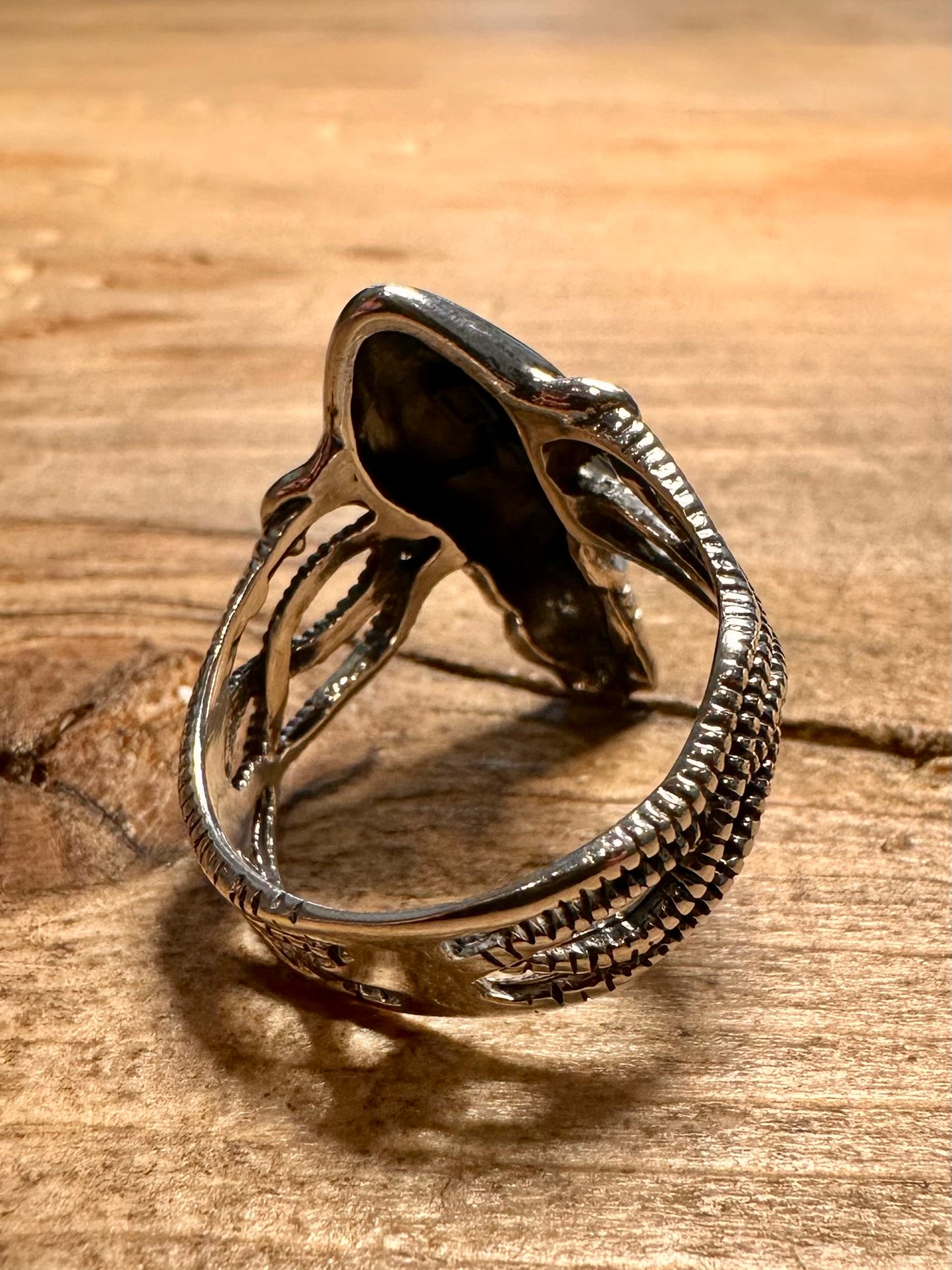 Vintage Squid Textured 925 Silver Size S1/2 Ring