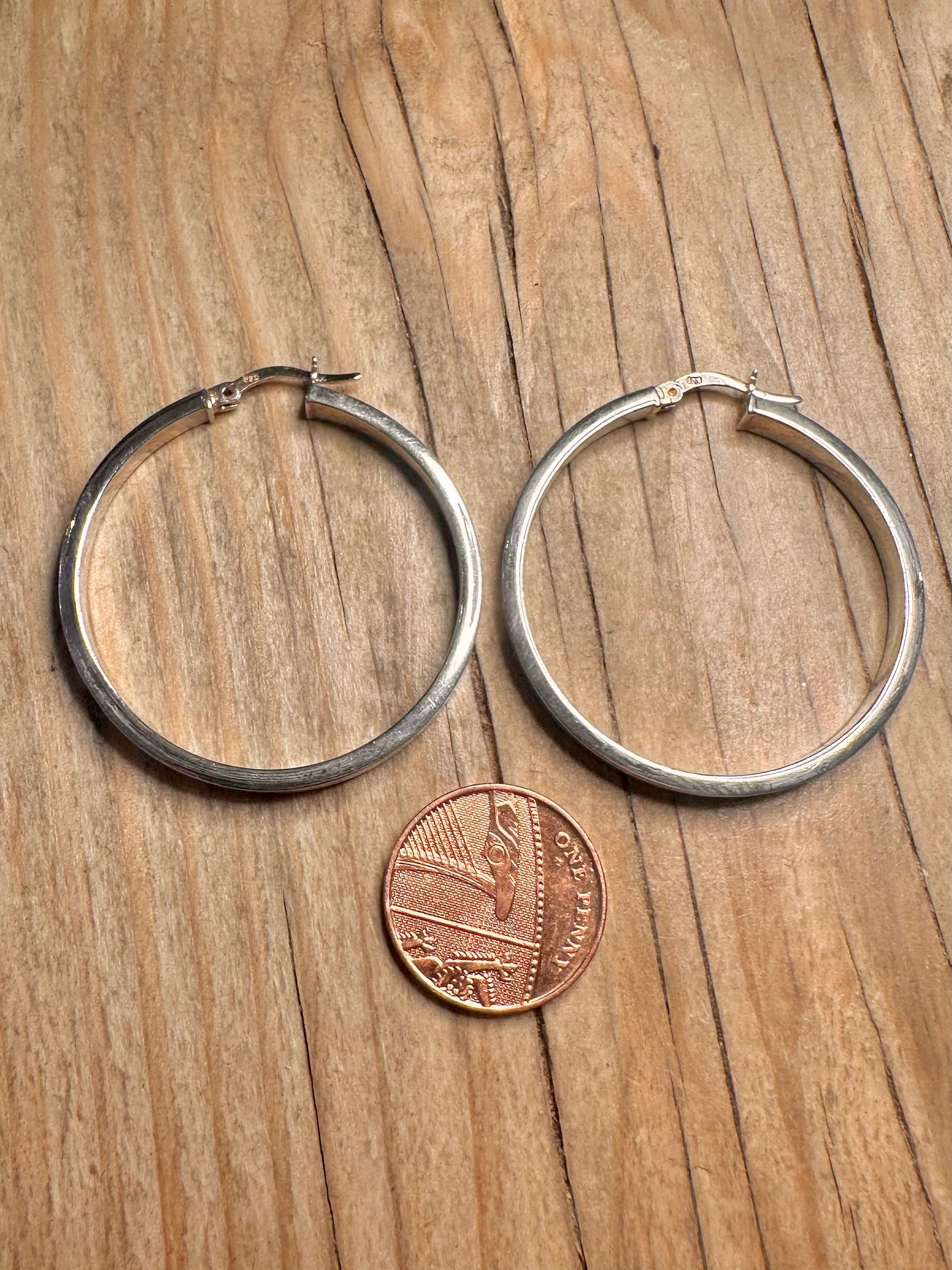 Vintage Chunky Hoops 925 Sterling Silver Earrings