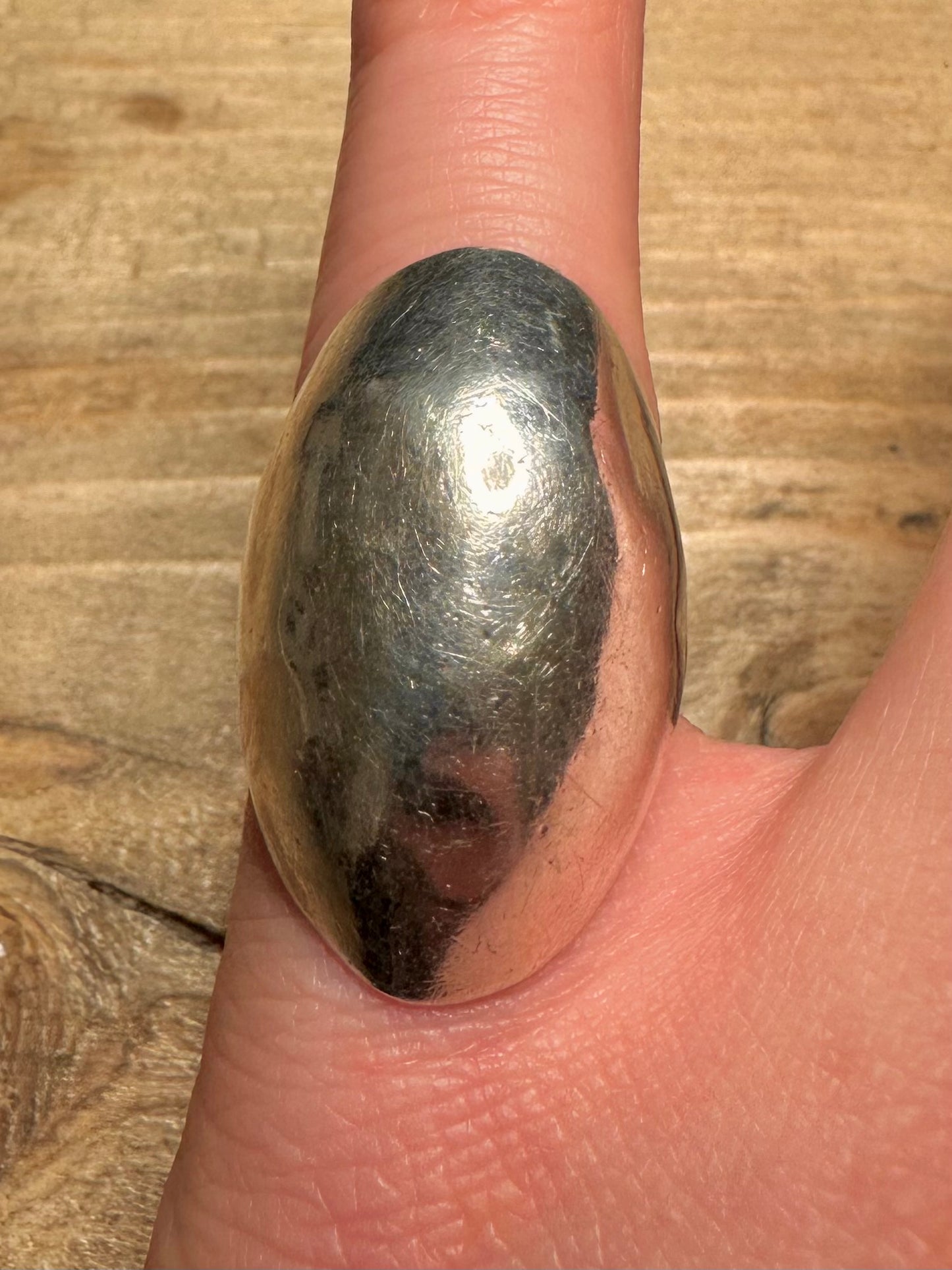 Vintage Long Dome 925 Silver Size L1/2 Ring