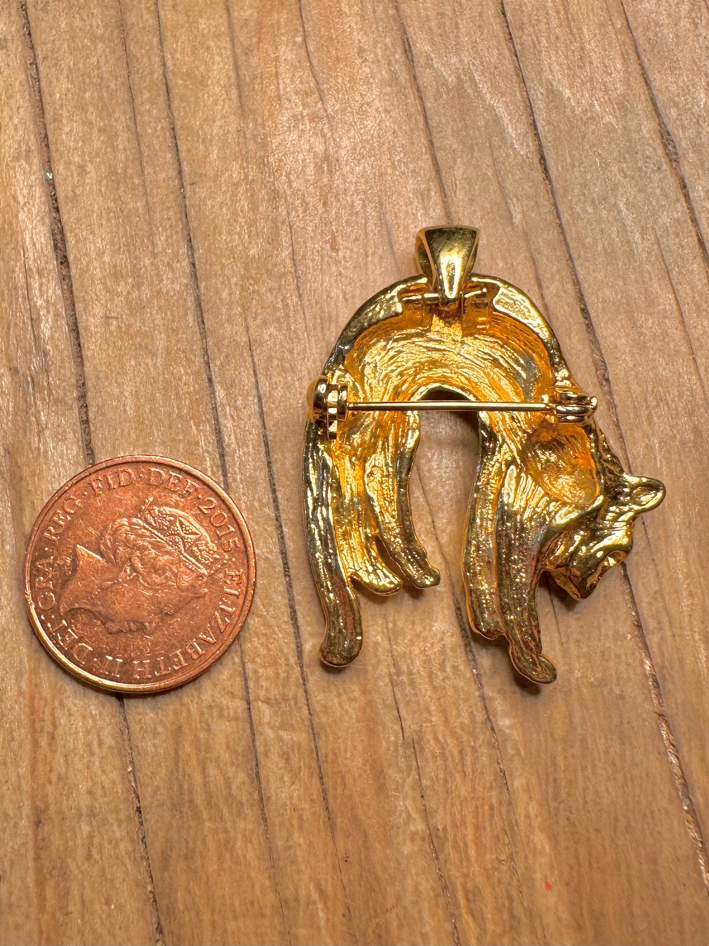 Vintage Cartier Panther Style Gold Tone Costume Brooch Pendant