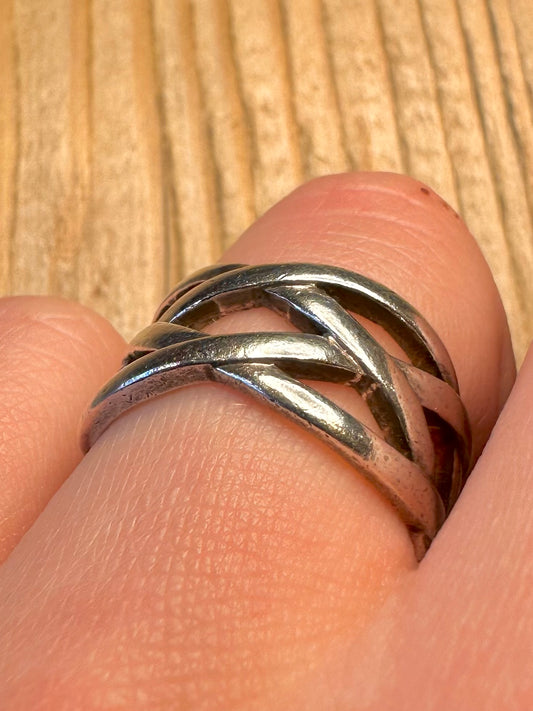 Vintage Tiffany & Co Celtic Weave Band 925 Sterling Silver Size Q Ring