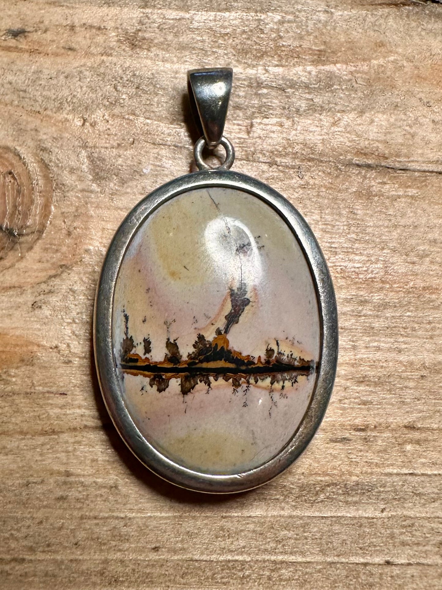 Vintage Jasper Oval 925 Silver Pendant