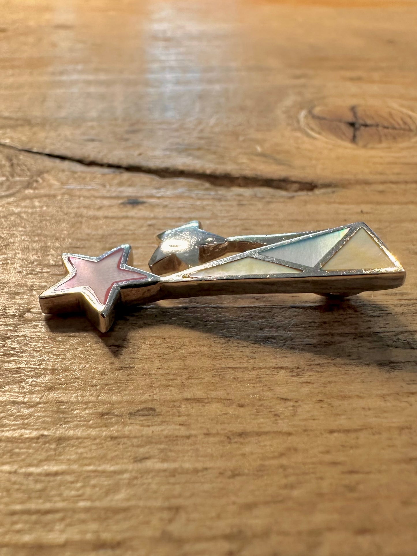 Modernist Mother of Pearl Star 925 Silver Pendant