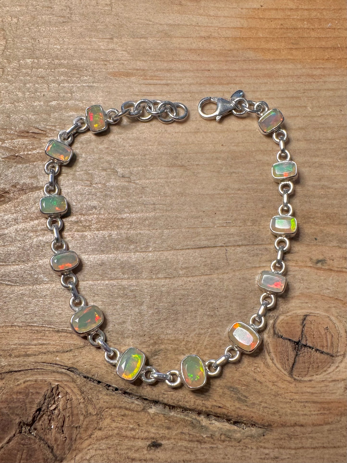 Modern Opal Link 925 Silver 7.5 to 8 inch Bracelet