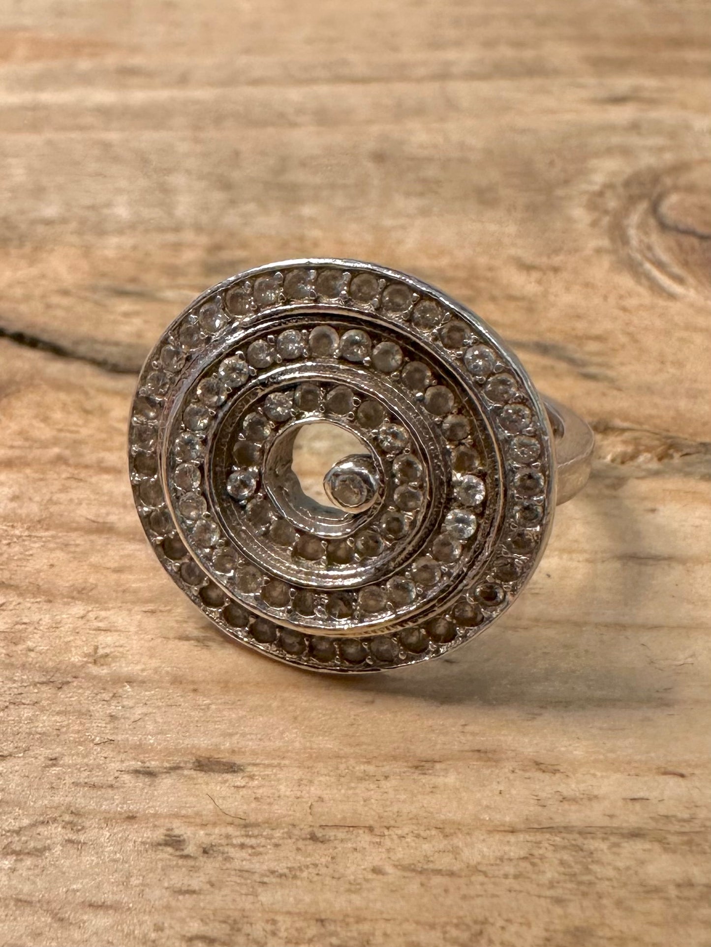 Modern Swirl CZ 925 Silver Size N Ring