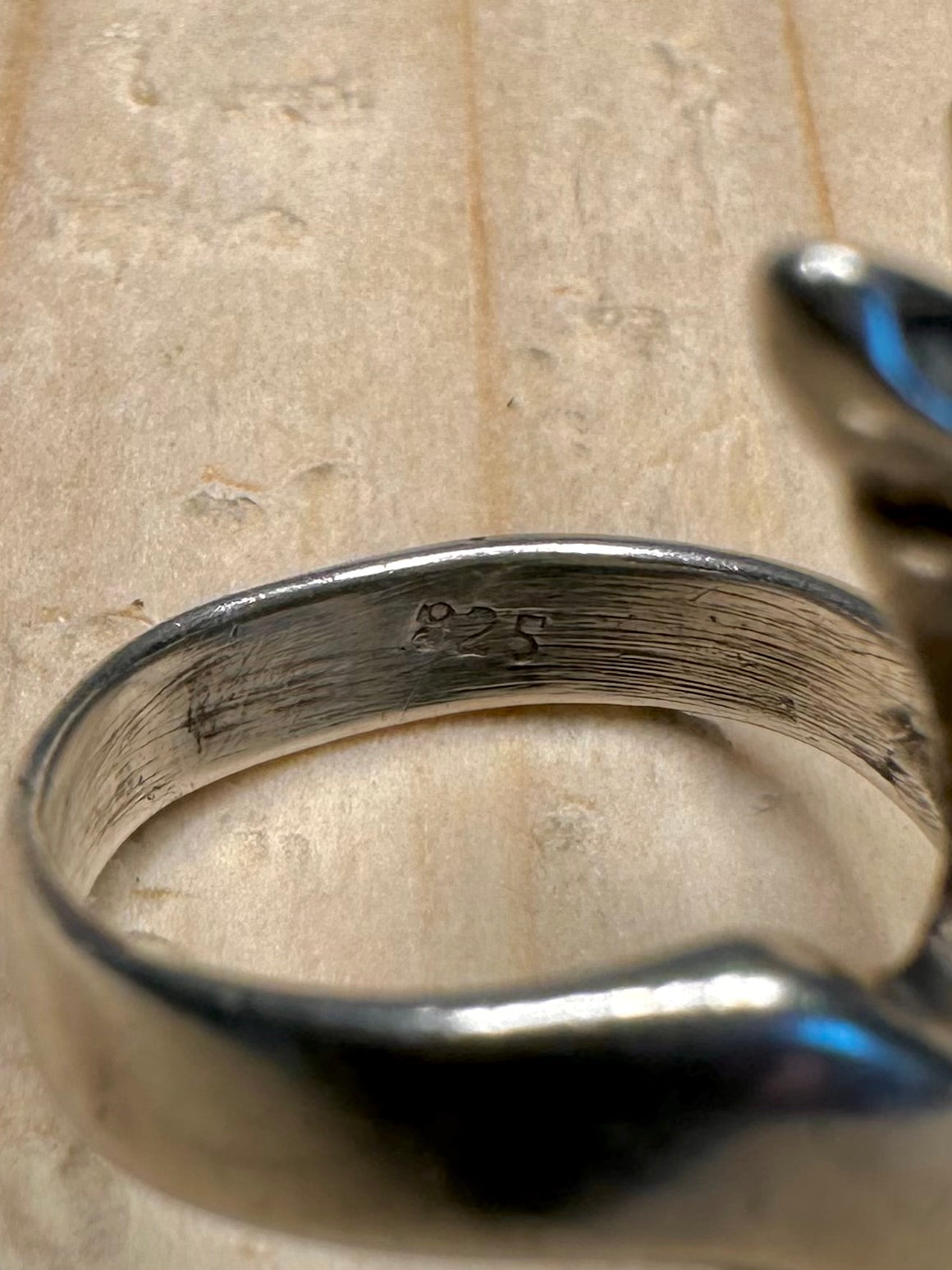 Abstract Cat 925 Sterling Silver Size G Ring