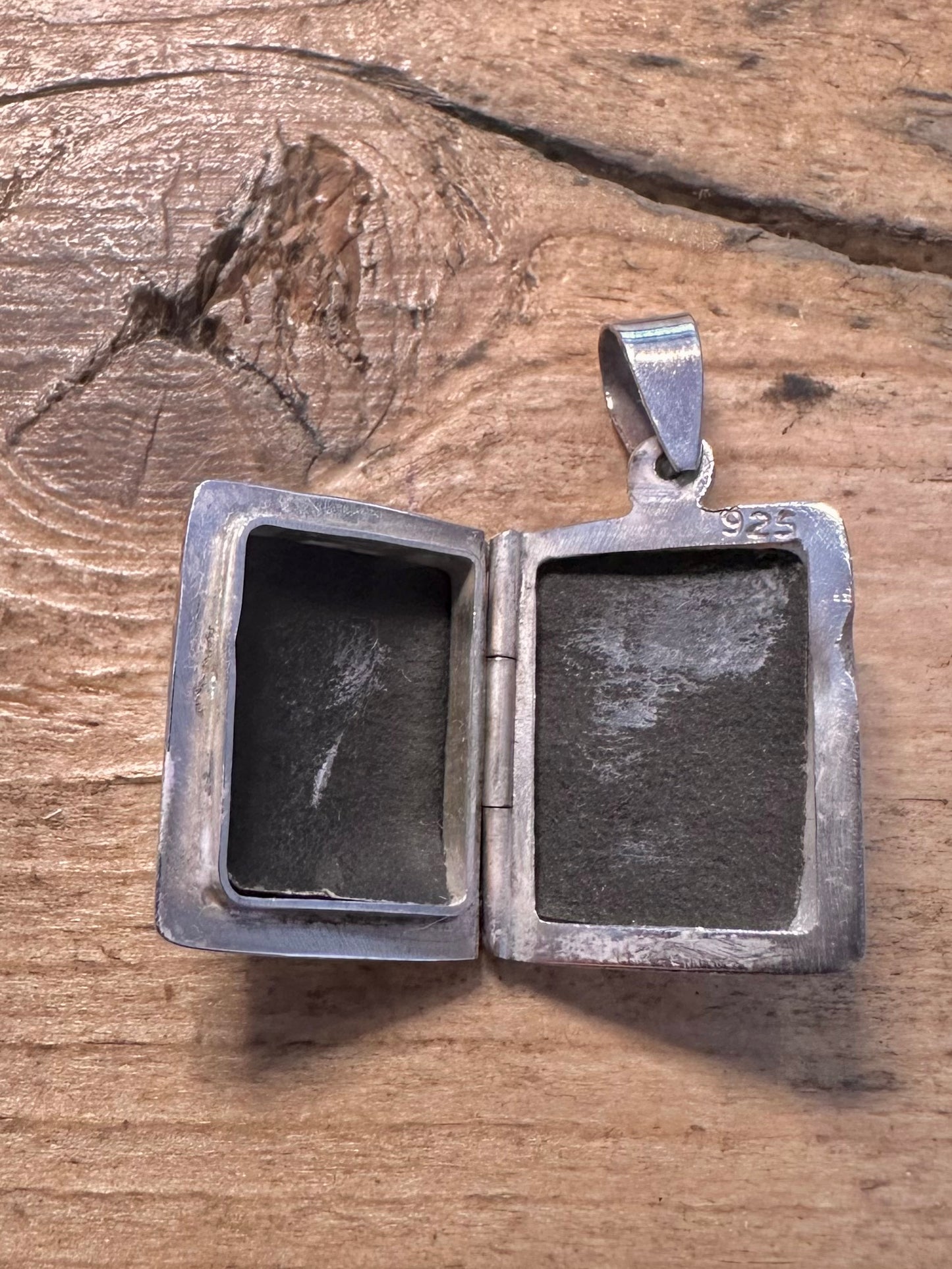 Vintage Rectangle Engraved 925 Silver Locket Pendant