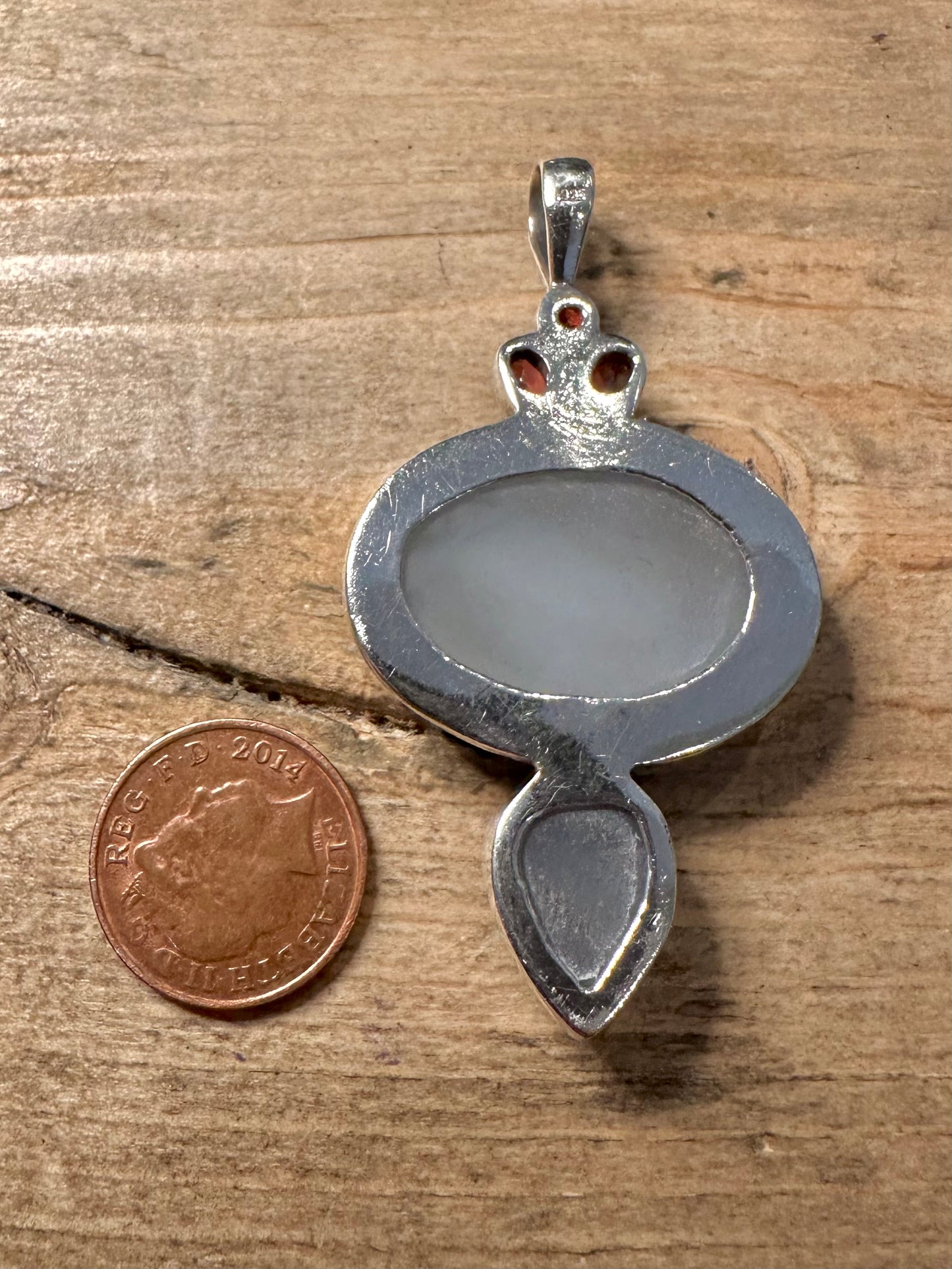 Vintage Druzy and Garnet 925 Silver Pendant