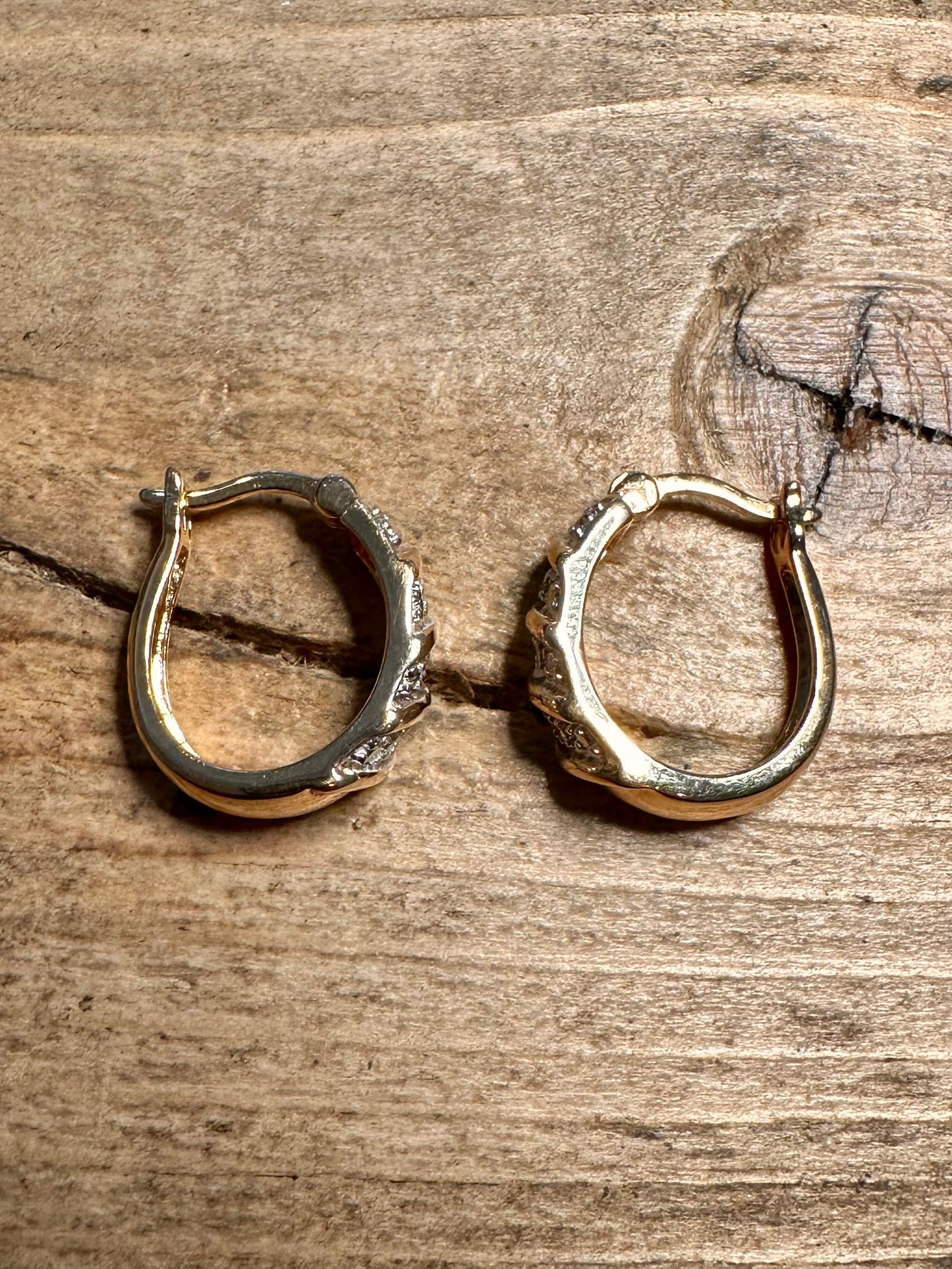 Modernist CZ Hoops Gold on 925 Silver Earribgs