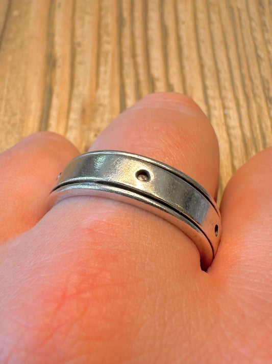 Spinner Band Circle Cut Out 925 Sterling Silver Size Z+5 Ring