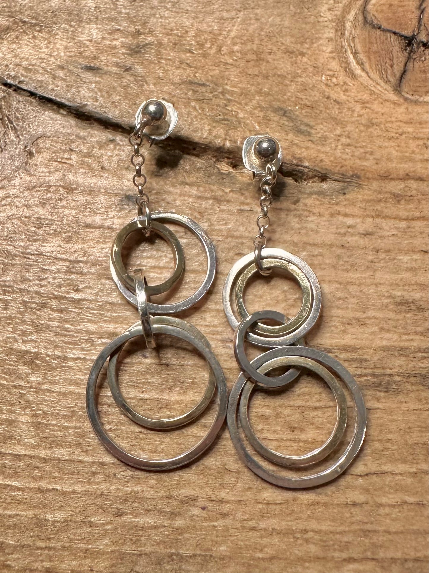 Abstract Circle Dangle 925 Silver Earrings