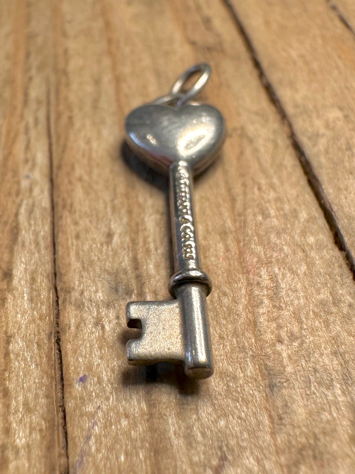 Vintage Tiffany & Co Diamond Key 925 Sterling Silver Pendant