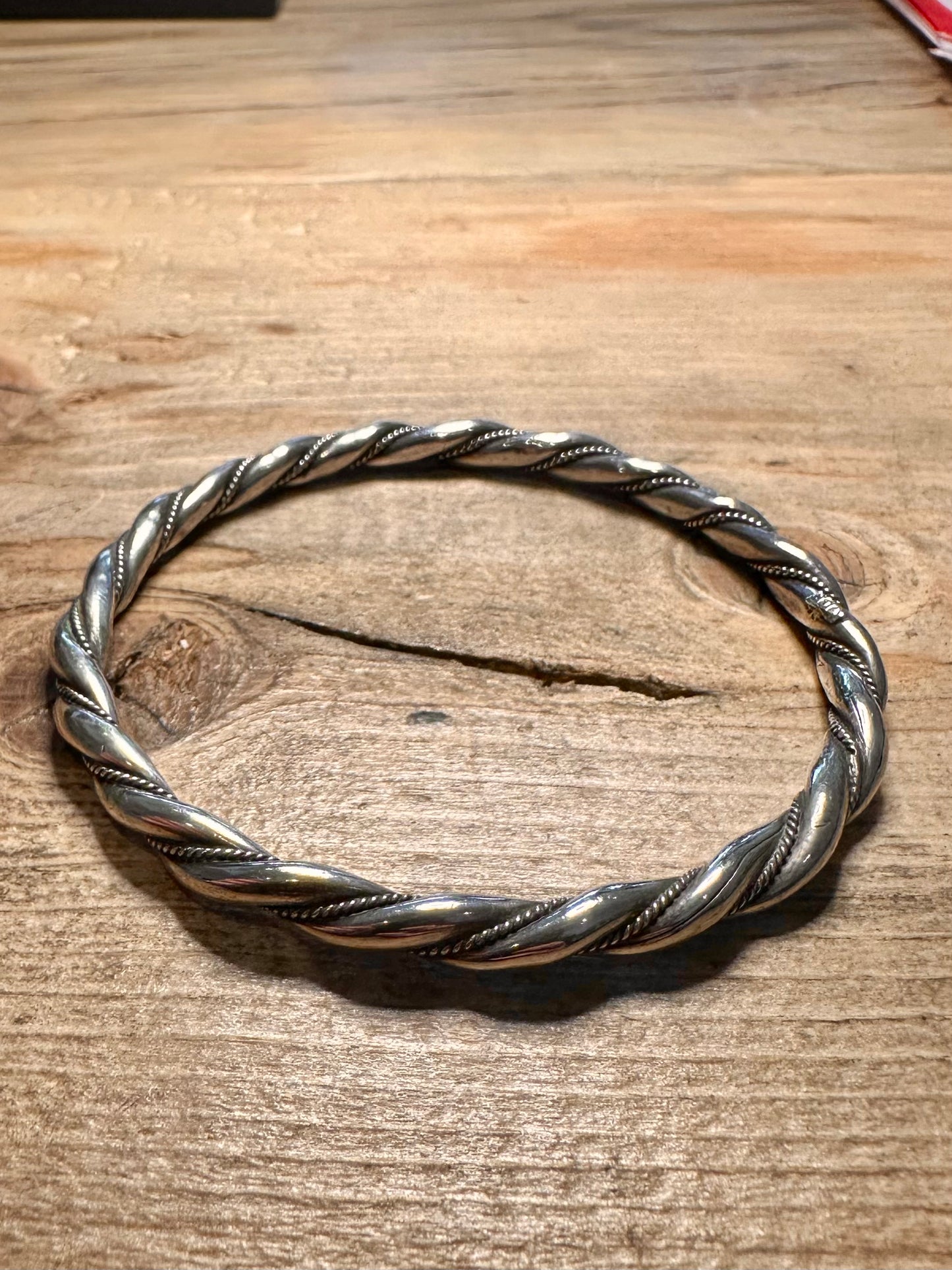 Vintage Chunky Twisted Boho 900 Silver Full Bangle