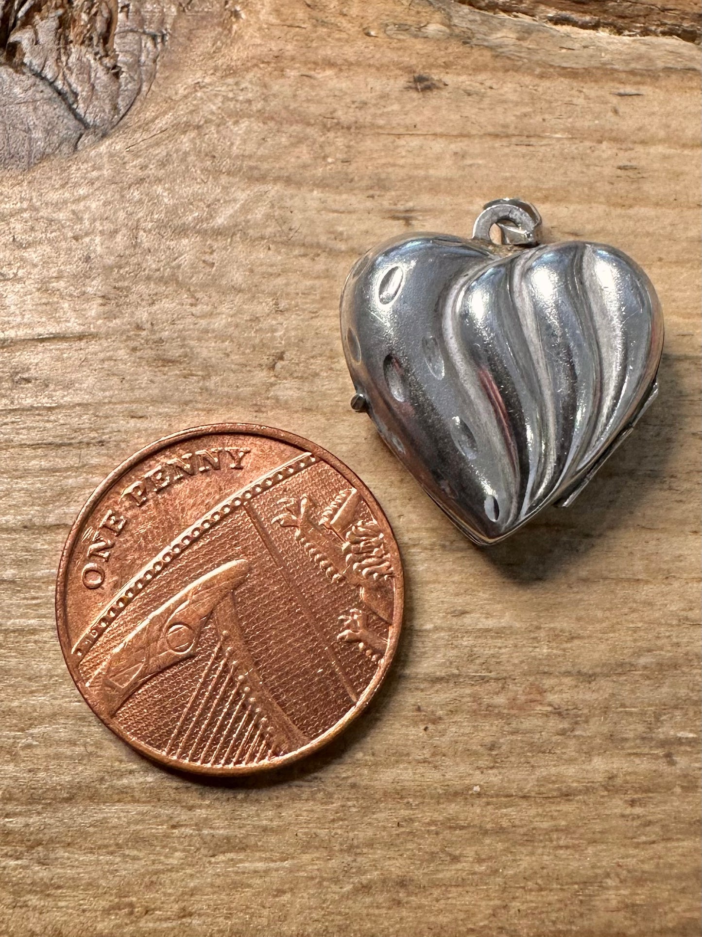 Vintage Textured Heart Locket 925 Silver Pendant
