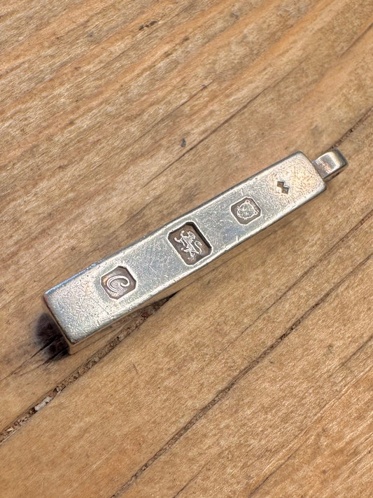 Vintage 1977 Hallmarked Maker GS London 925 Sterling Silver Ingot Pendant