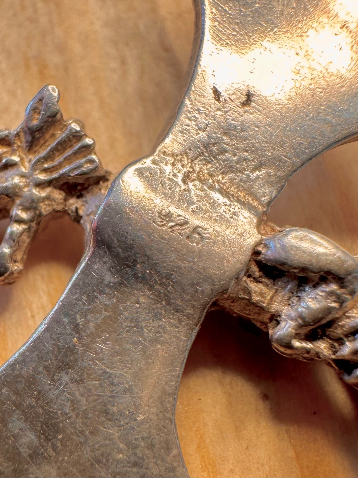 Vintage Dragon Axe 925 Silver Pendant