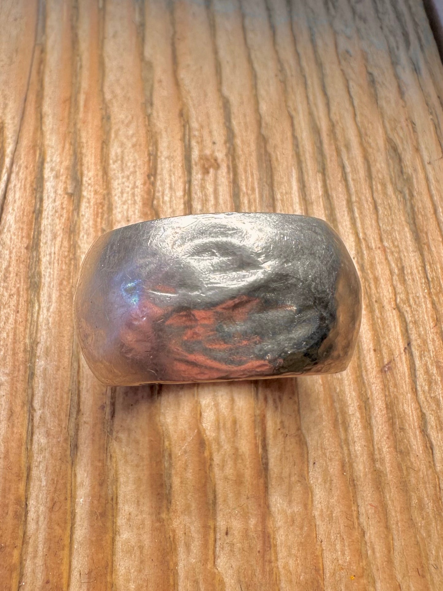 Massiver gehämmerter Ring aus 925 Sterling Silber Größe S